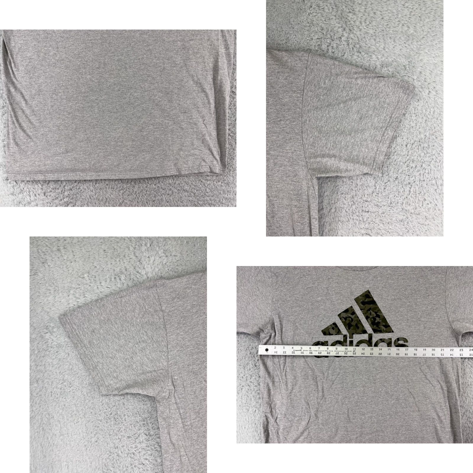 Adidas Adidas Shirt Mens XL Gray Camo Logo Short Sleeve Crew Neck Sports T-Shirt Men’s Slim Fit, 100% Cotton, Jersey, Logo, All Seasons Size US XL / EU 56 / 4 - 8 Thumbnail