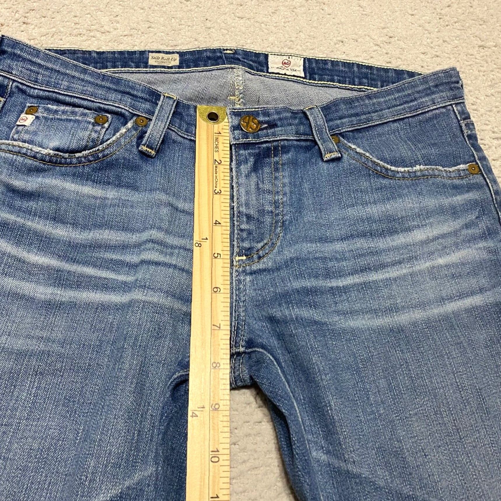 Denime AG Adriano Goldschmied Jeans Womens 28R Blue Denim Stilt Cigarette Roll Up Shirt? Size 26" / US 2 / IT 38 - 4 Thumbnail