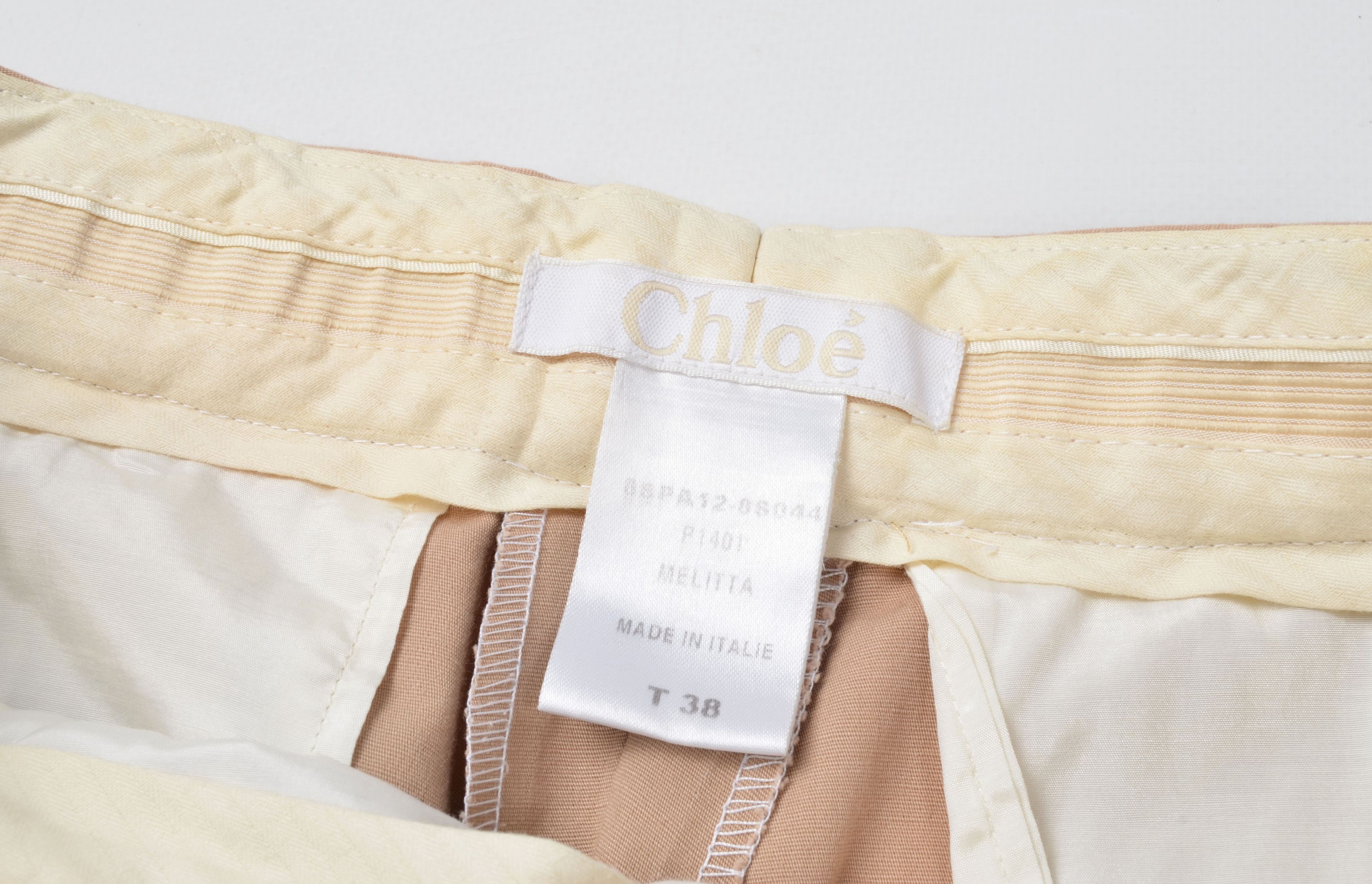 Chloe Chloe Beige Straight Cotton Linen Blend Chino Pants Size 31" - 4 Thumbnail