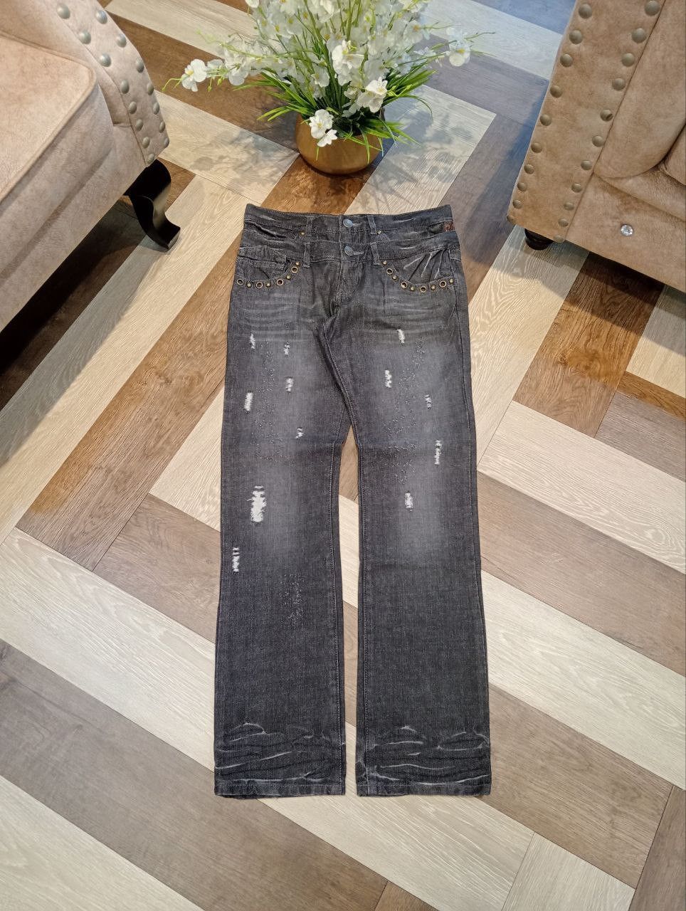 If Six Was Nine JAPANESE DOUBLE WAIST STUDDED POCKET DENIM PANTS Size US 32 / EU 48 - 1 Thumbnail