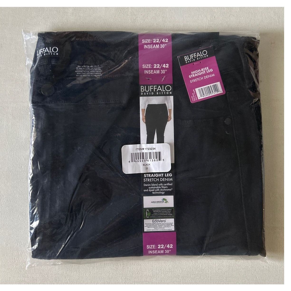 Buffalo David Bitton Buffalo David Bitton Womens Black Jeans Waist is 22 XXXL Size 42" / US 20 - 7 Thumbnail