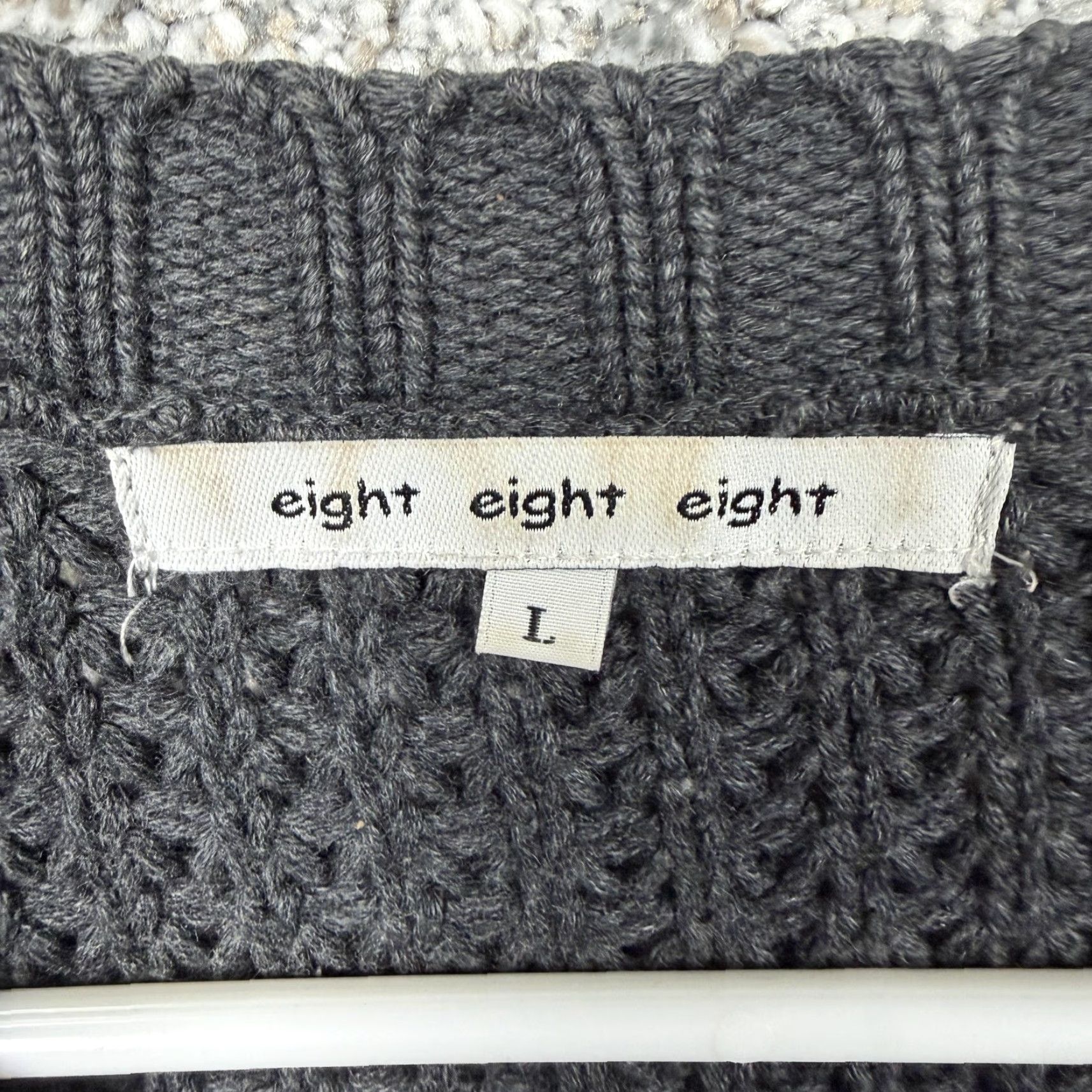 Vintage Eight Eight Eight Cardigan Jacket Womens L Gray Waffle Knit Boho Whimsigoth Casual, Travel Knit Sweater Size L / US 10 / IT 46 - 5 Thumbnail