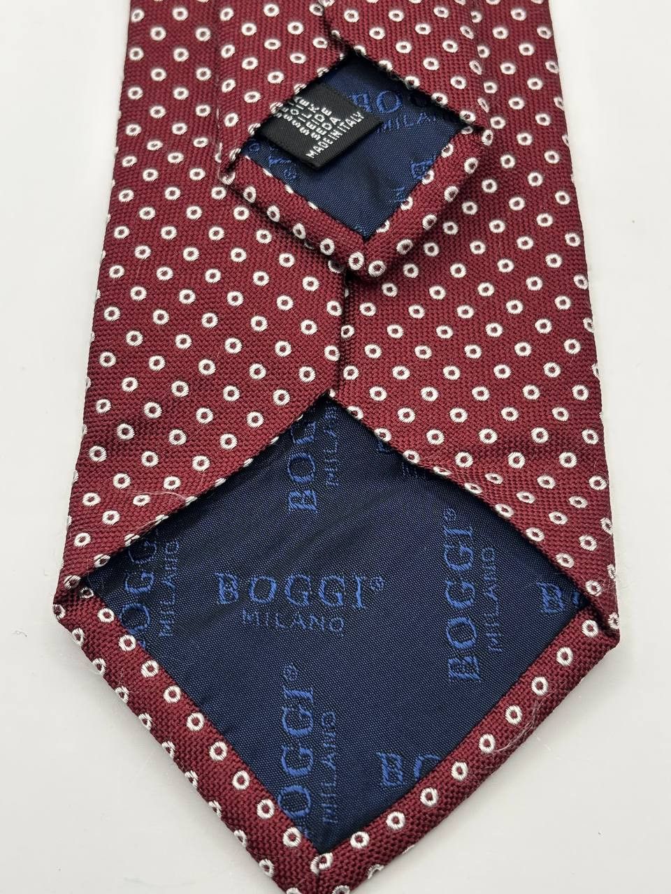 Boggi Boggi Milano Italy Burgundy Silk Geometric Tie Size ONE SIZE - 7 Thumbnail