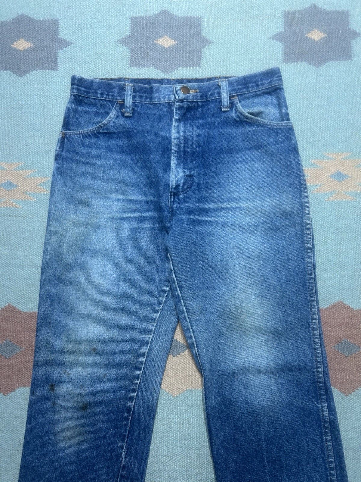 Vintage Vtg 70s rustler jeans faded whiskers straight USA made 30x29 Size US 30 / EU 46 - 3 Thumbnail
