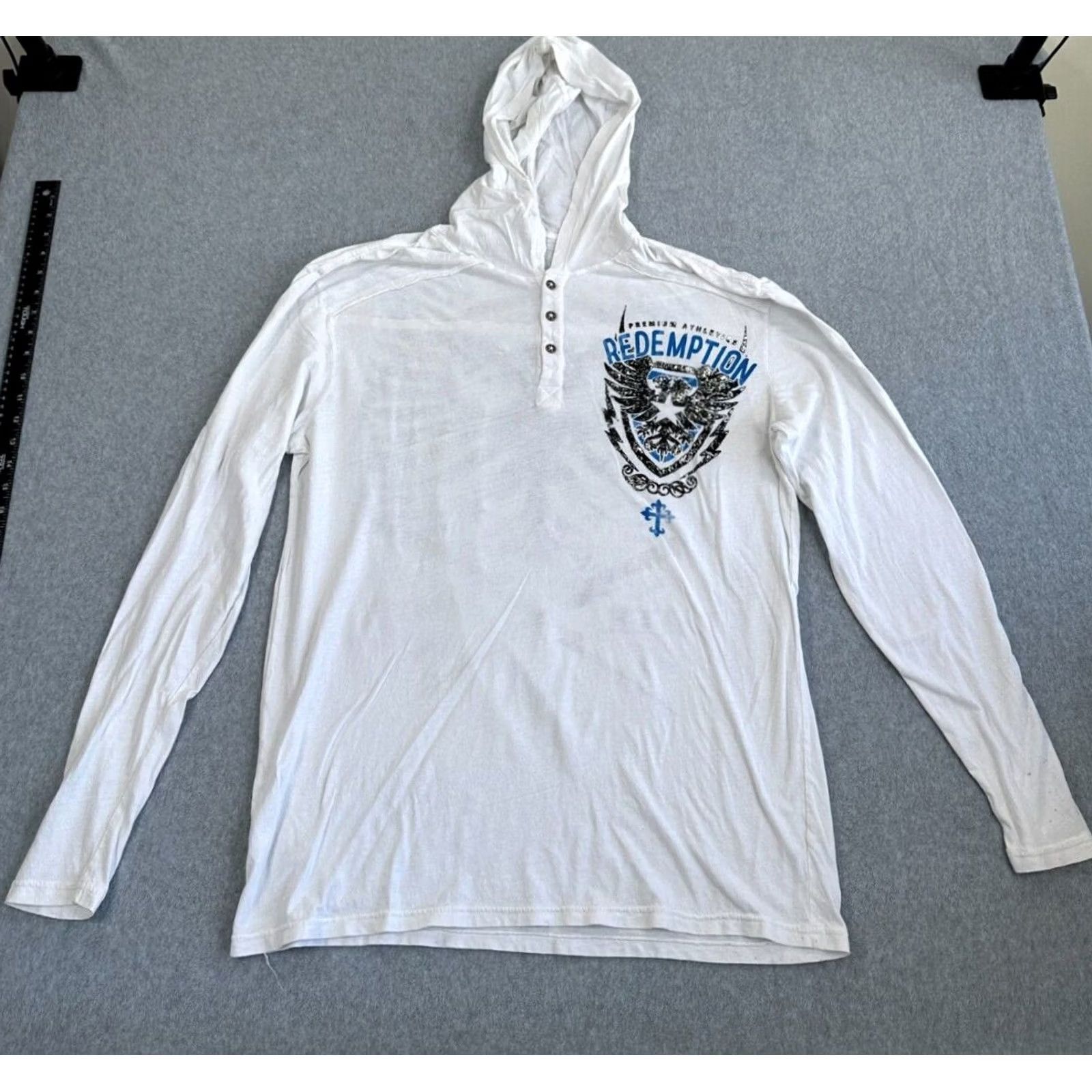 Affliction Affliction Hoodie White XL Pullover Shirt Mens Long Sleeve Solid Pattern Premium Athletics Redemption Winter Classic Comfort Size US XL / EU 56 / 4 - 2 Thumbnail