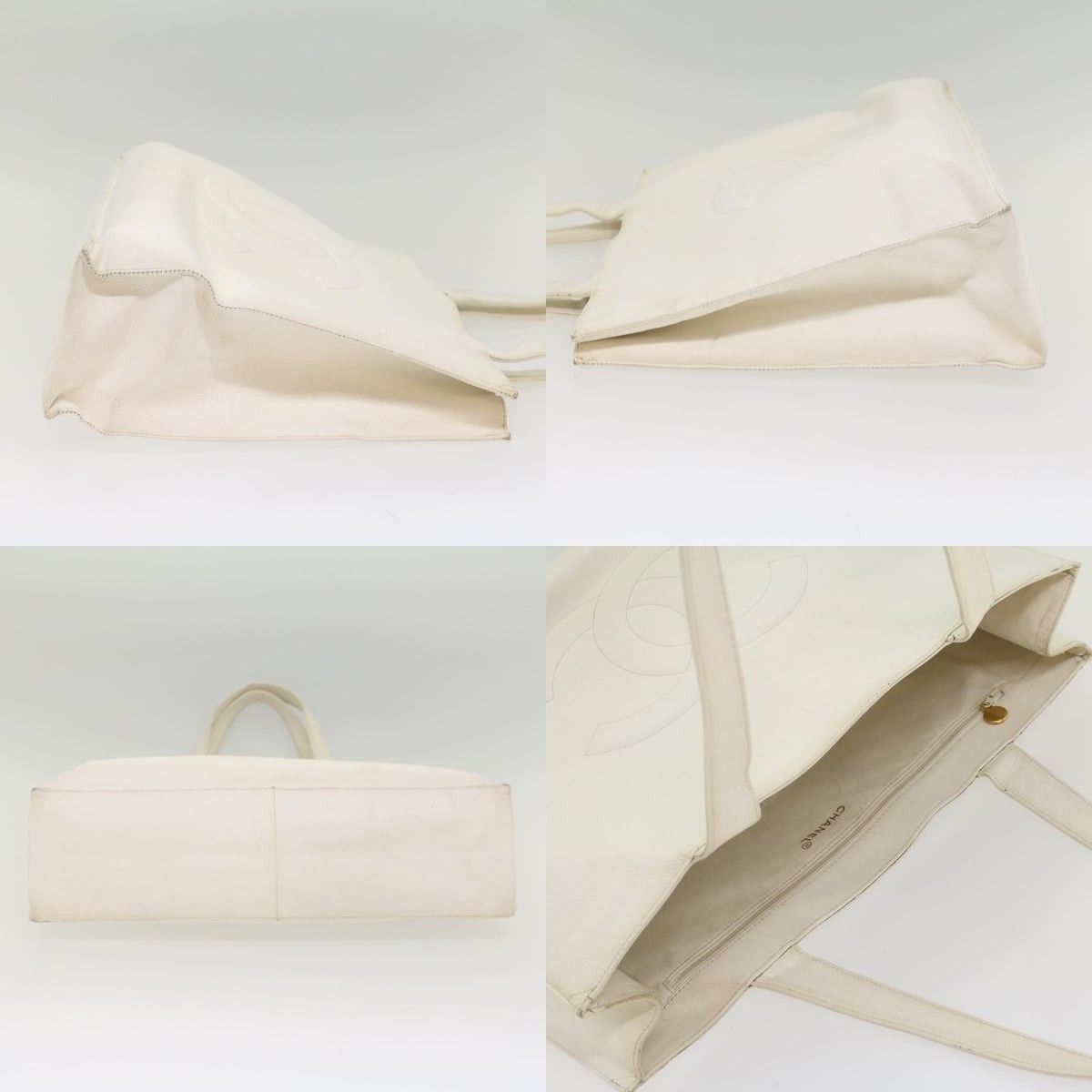 Chanel Chanel Caviar Skin White CC Tote Bag Size ONE SIZE - 3 Thumbnail