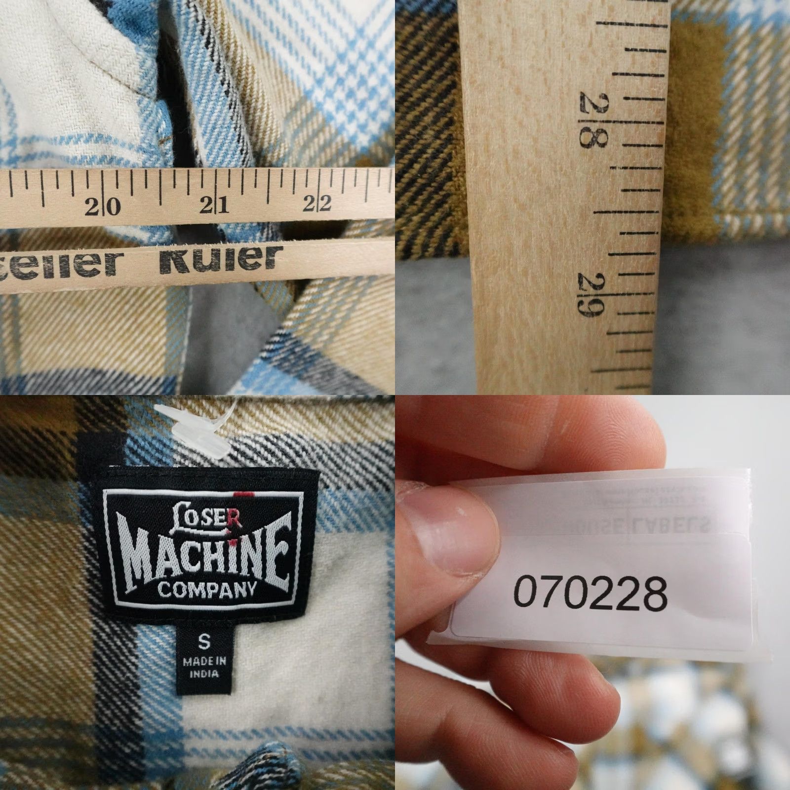 Vintage Loser Machine Shirt Mens Small Brown Blue Plaid Hidalgo Flannel Button Up NEW Size US S / EU 44-46 / 1 - 8 Thumbnail