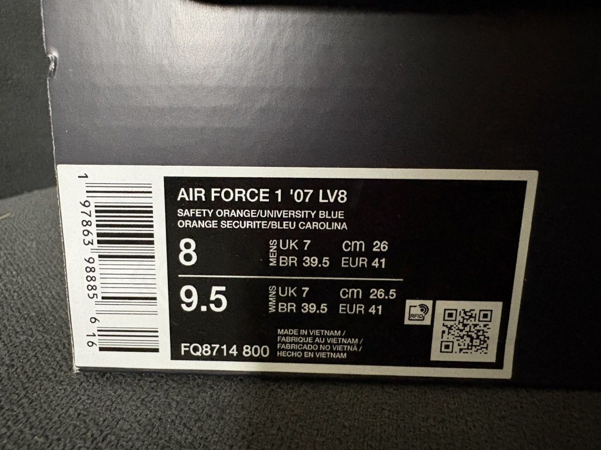 Nike Nike Air Force 1 '07 LV8 "Safety Orange University Blue" Size US 8 / EU 41 - 5 Thumbnail