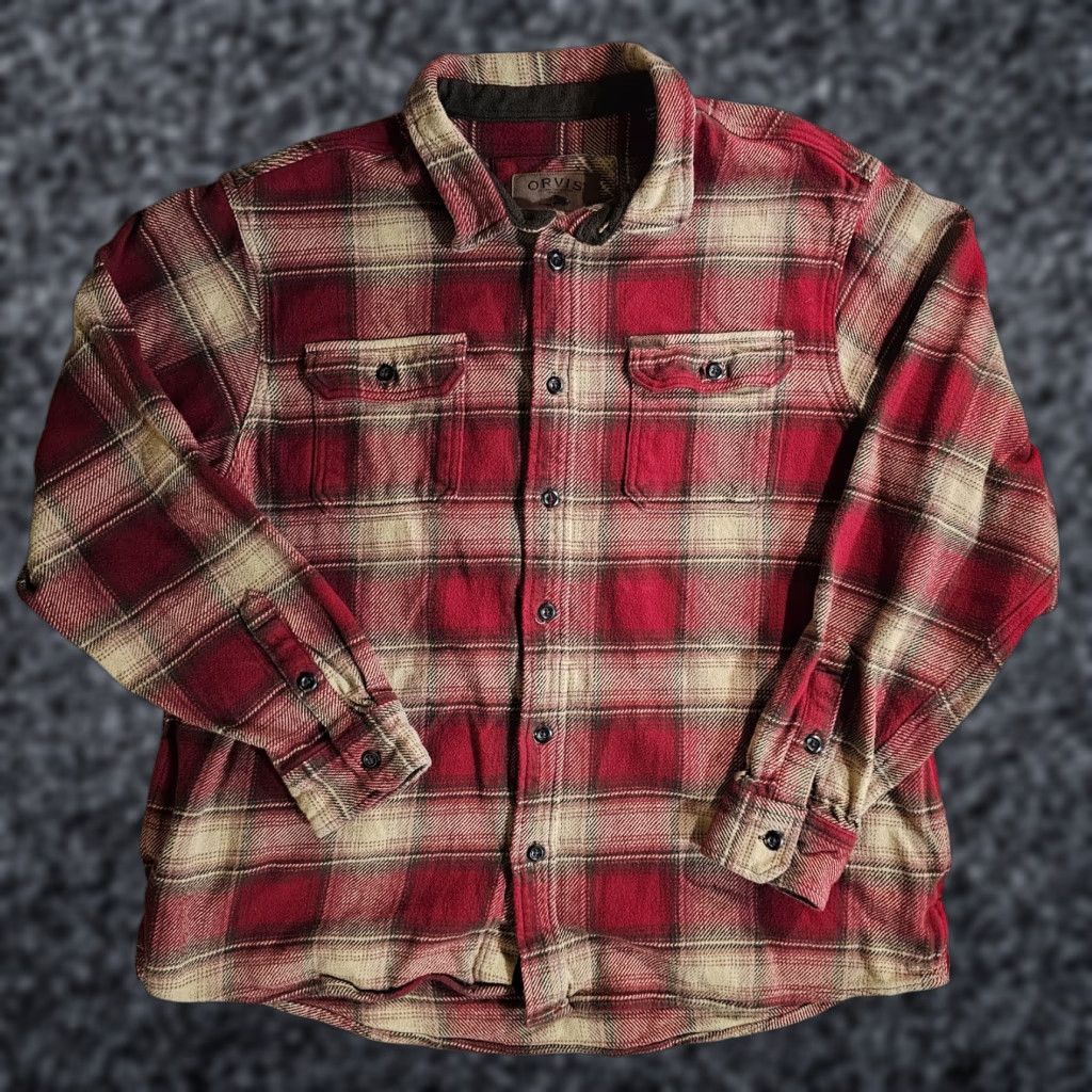 Orvis VINTAGE Orvis Big Bear Heavy Weight Plaid Long Sleeve Button Up Flannel Mens XXL Red Size US XXL / EU 58 / 5 - 1 Thumbnail