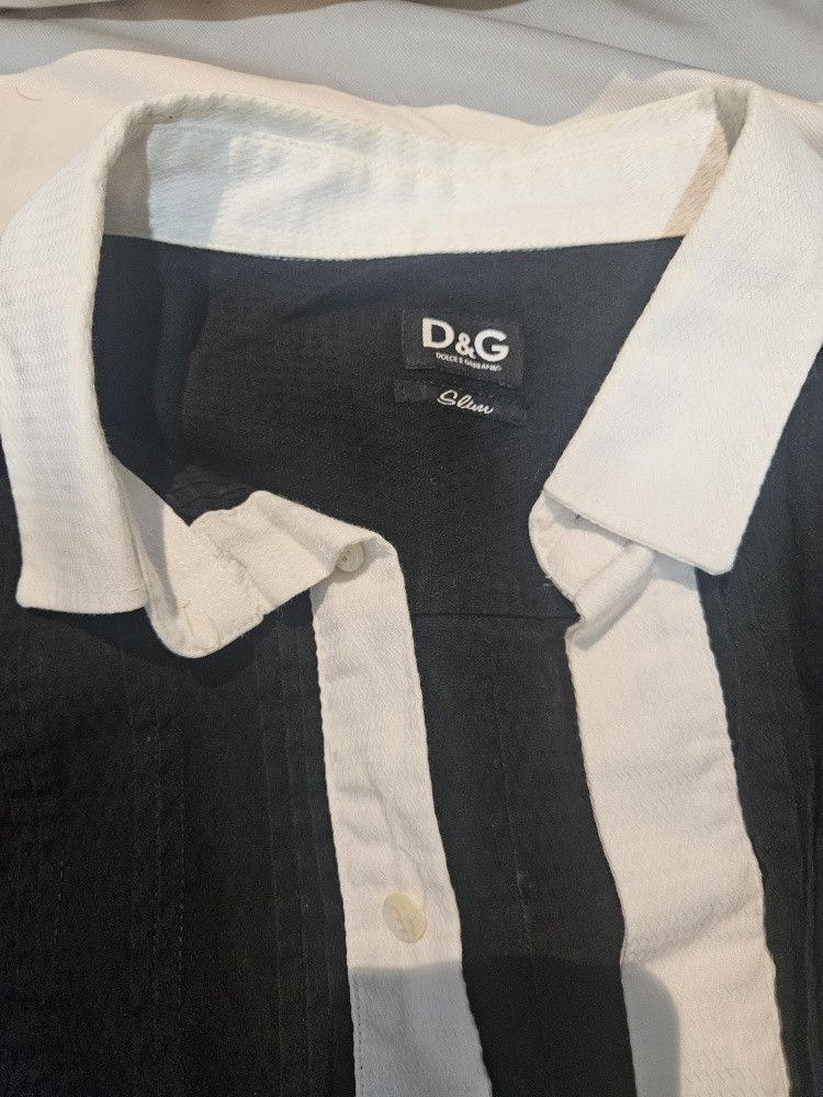 Dolce & Gabbana Dolce and Gabanna Black/White Contrast Panel Shirt Size 42R - 2 Thumbnail