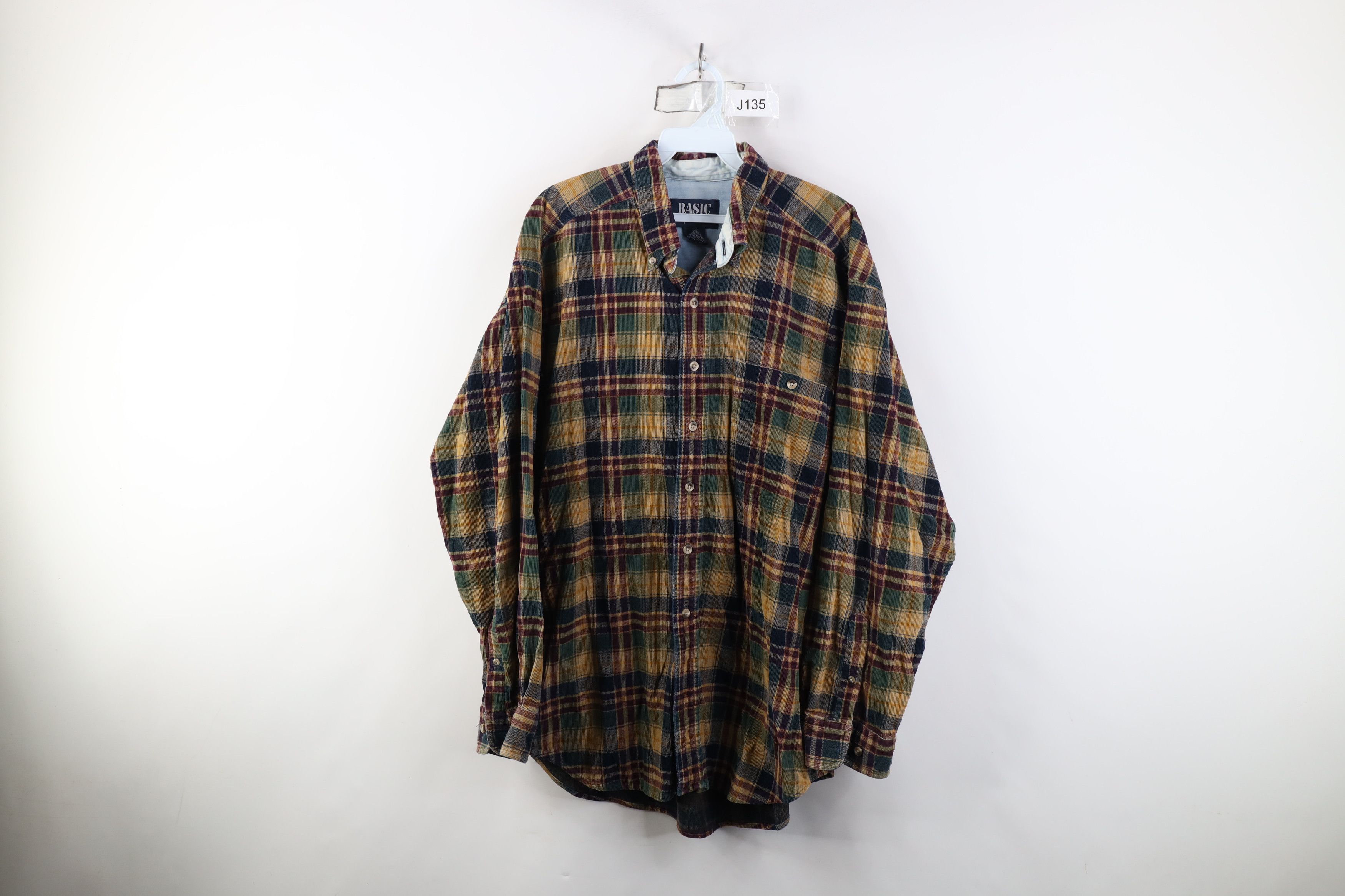 Vintage Vintage 90s Streetwear Rainbow Corduroy Button Down Shirt Size US L / EU 52-54 / 3 - 1 Thumbnail