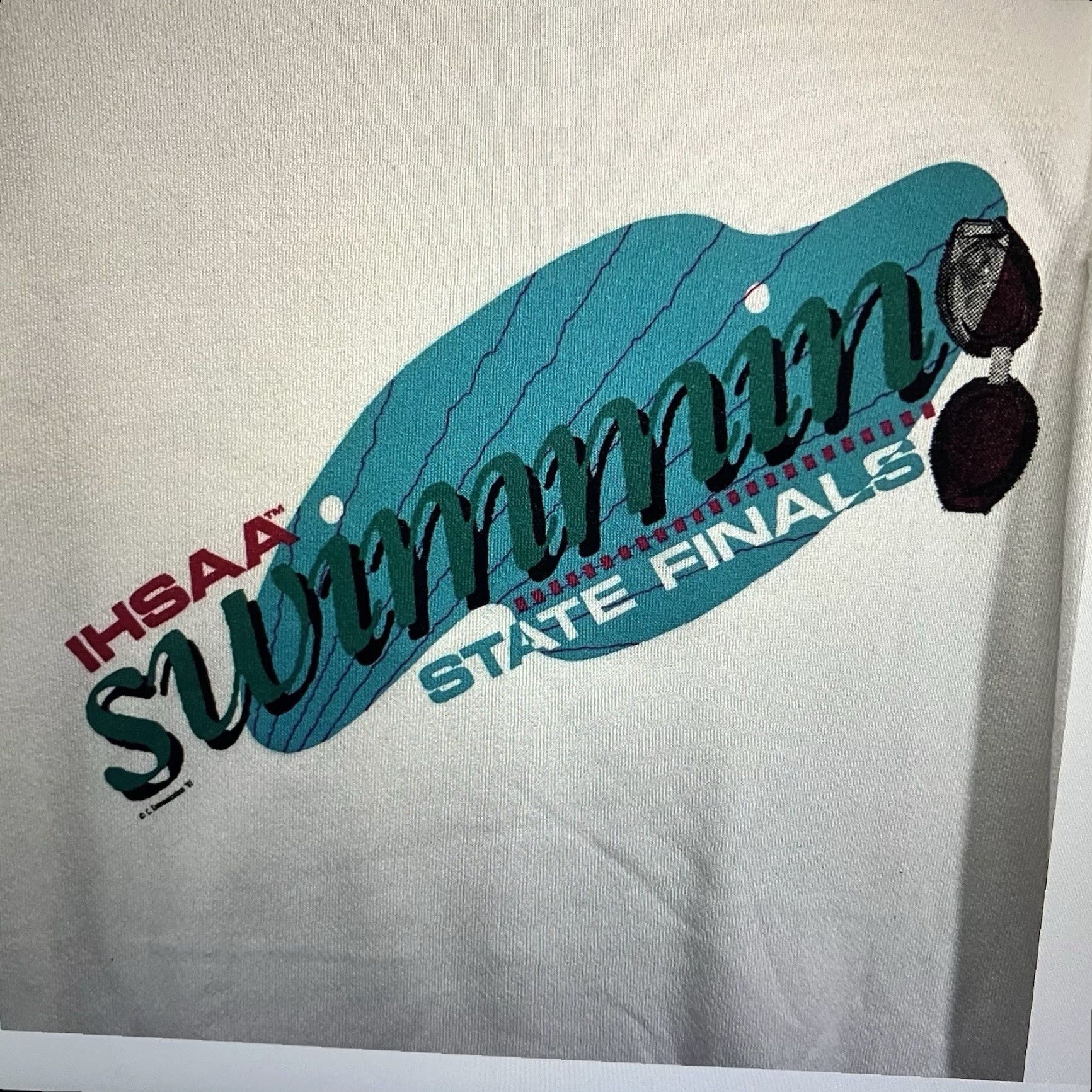 Hanes VINTAGE 90s IHSAA Swimming State Finals Crewneck Sweatshirt Mens XL White Hanes Logo Graphic Print Retro Sports Size US XL / EU 56 / 4 - 3 Thumbnail