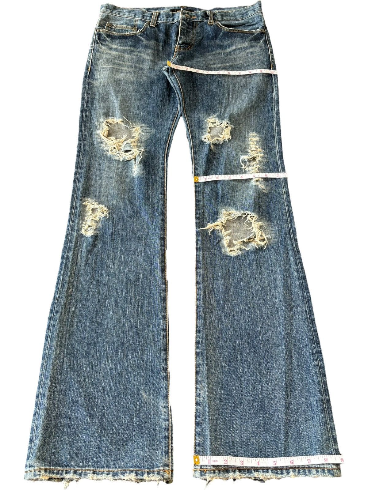 If Six Was Nine Vintage Japanese Brand Ripped Distressed Flare Jeans Size US 33 - 9 Thumbnail