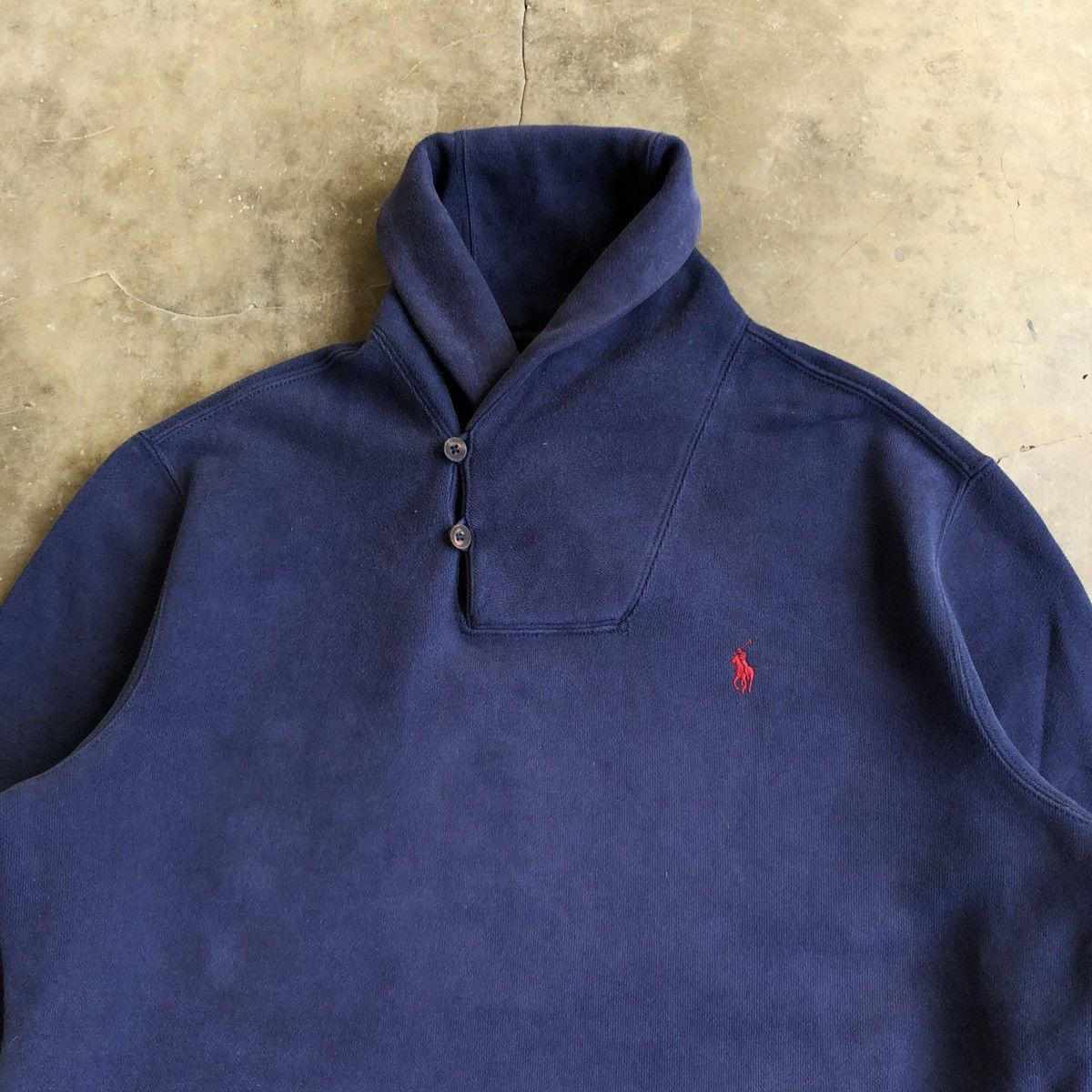Polo Ralph Lauren Vintage Polo Ralph Lauren Shawl Collar Sweatshirt Navy Size US XL / EU 56 / 4 - 7 Thumbnail