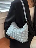 Japanese Brand × Vintage Baby Blue Minimalist Knot Ruched Purse Size ONE SIZE - 4 Thumbnail