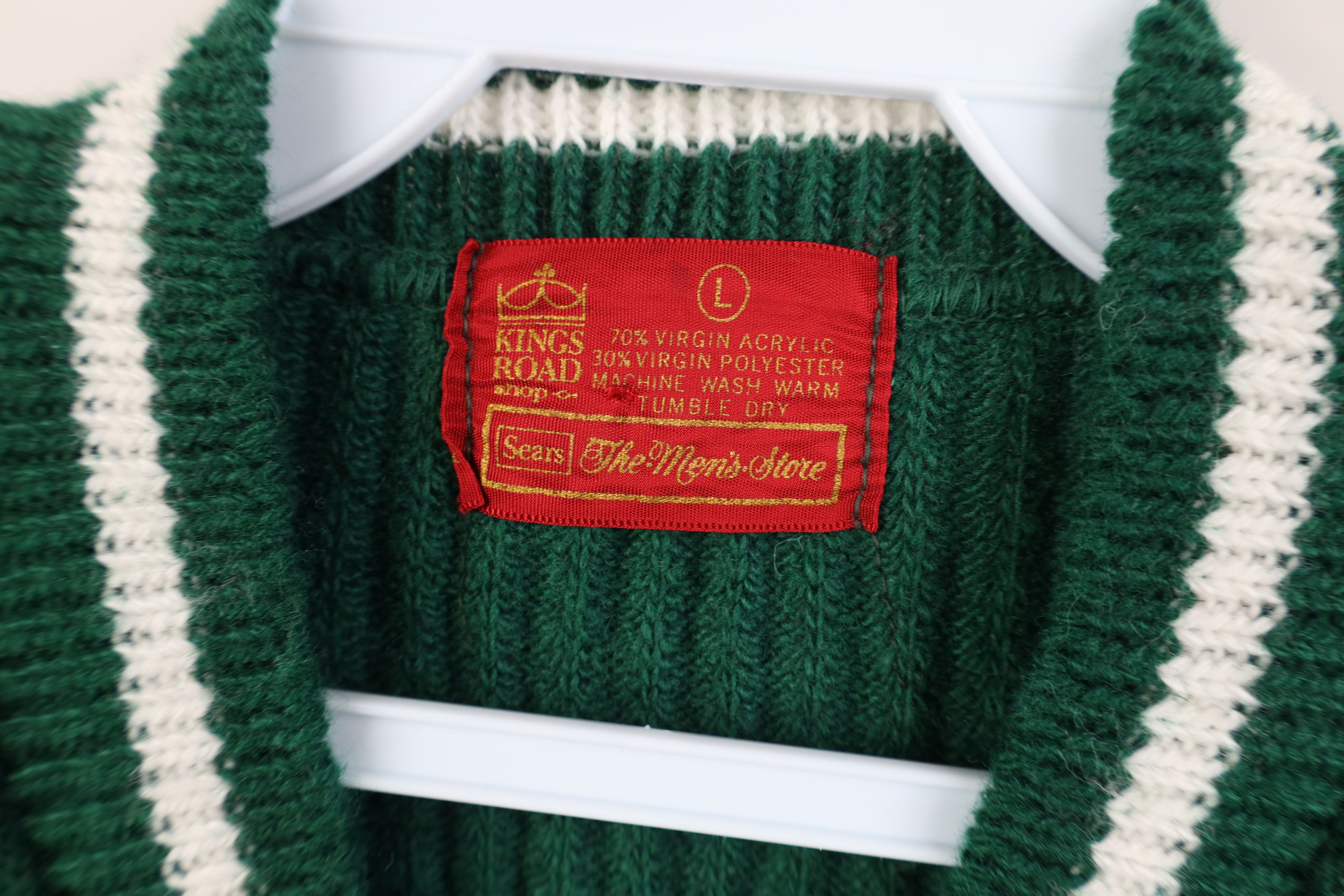 Vintage Vintage 60s Streetwear Ribbed Knit Sweater Vest Green USA Size US L / EU 52-54 / 3 - 4 Thumbnail
