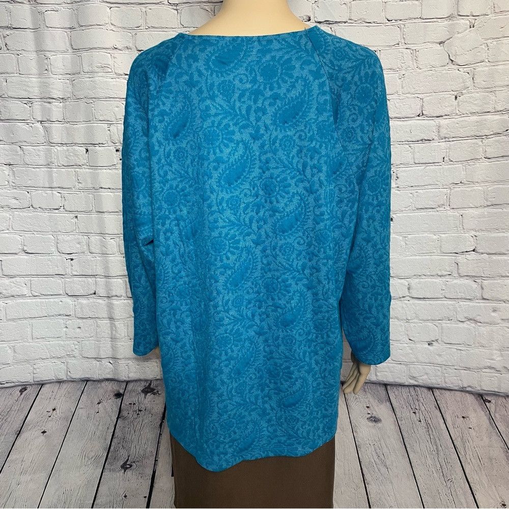 Chicos NWT New Chico's Paisley Jacquard Side Grommet Teal Tunic Si Size XL / US 12-14 / IT 48-50 - 4 Thumbnail