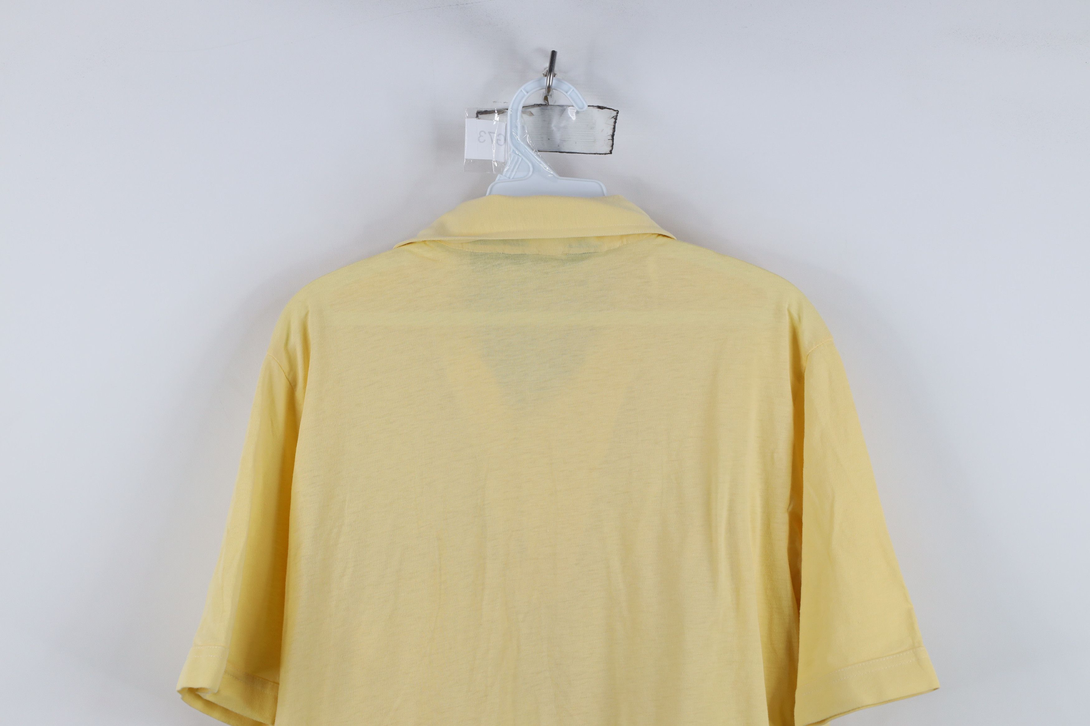 Vintage Vintage 70s Streetwear Blank Knit Collared Polo Shirt Yellow Size US L / EU 52-54 / 3 - 12 Thumbnail