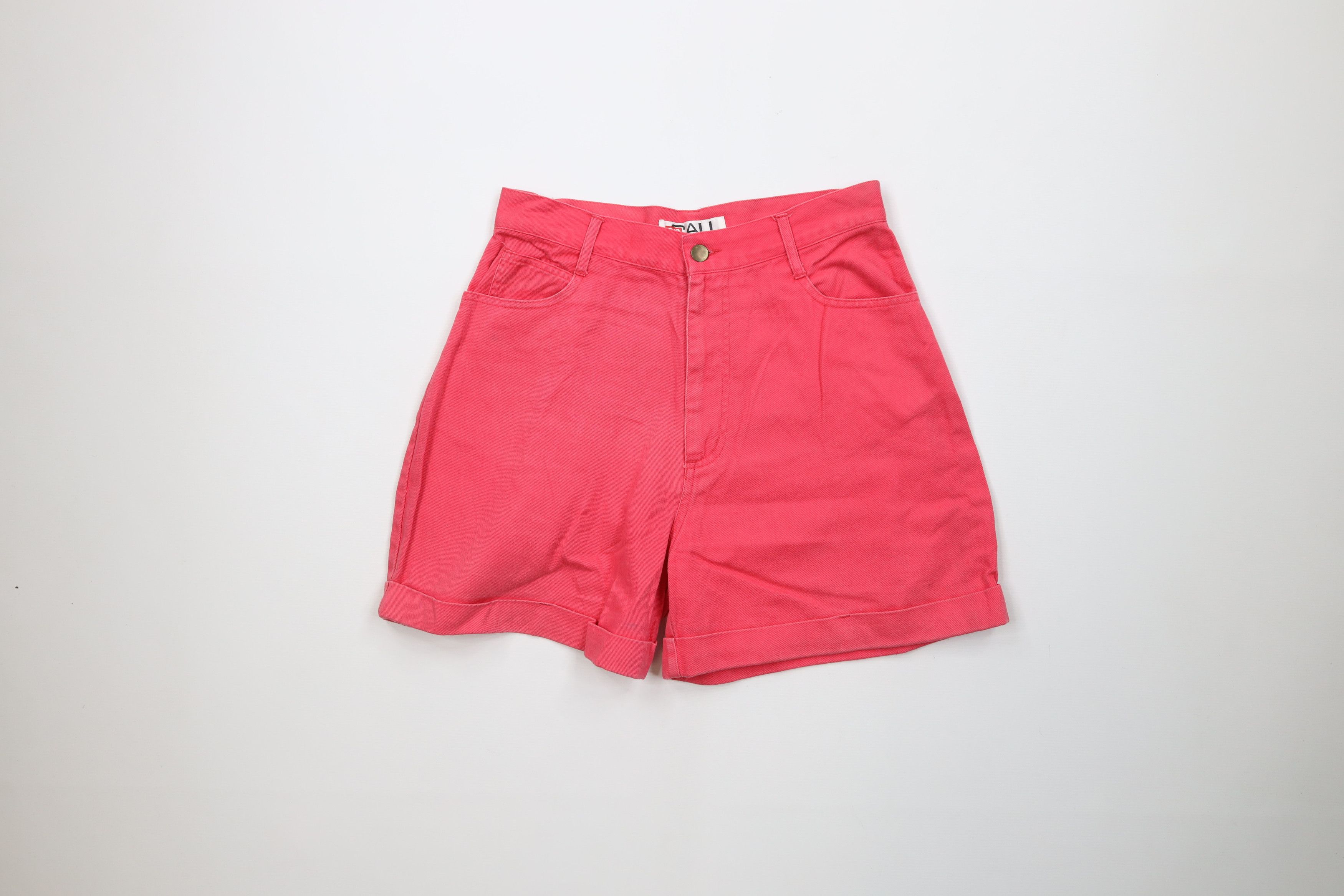 Vintage Vintage 90s Streetwear Cuffed Denim Jean Shorts Jorts Pink Size 32" / US 10 / IT 46 - 1 Thumbnail