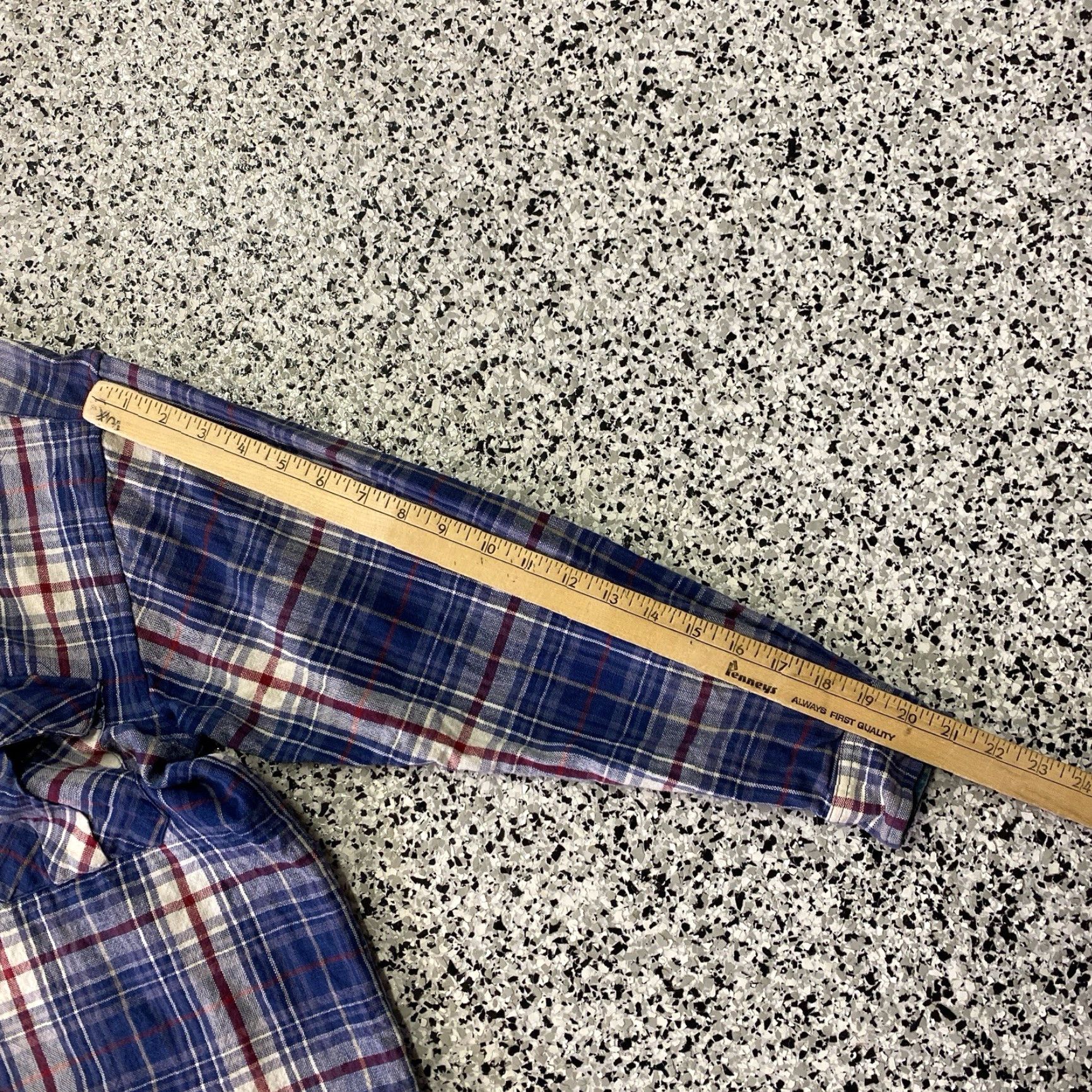 Faded Glory VINTAGE Faded Glory Flannel Shirt Plaid Denim Collar 90s Stained Mens S Blue"} Size US S / EU 44-46 / 1 - 4 Thumbnail