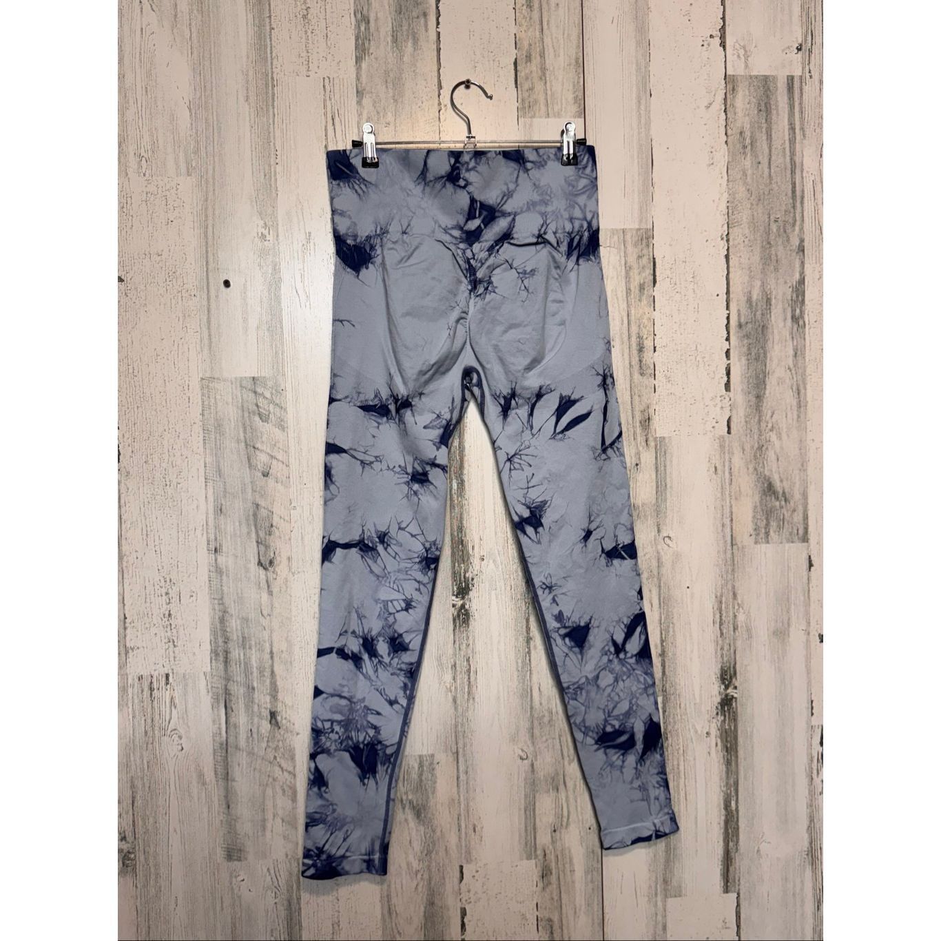Other Blue Tie-Dye Seamless High Waist Leggings | Ribbed Stretchy Size 32" / US 10 / IT 46 - 12 Thumbnail