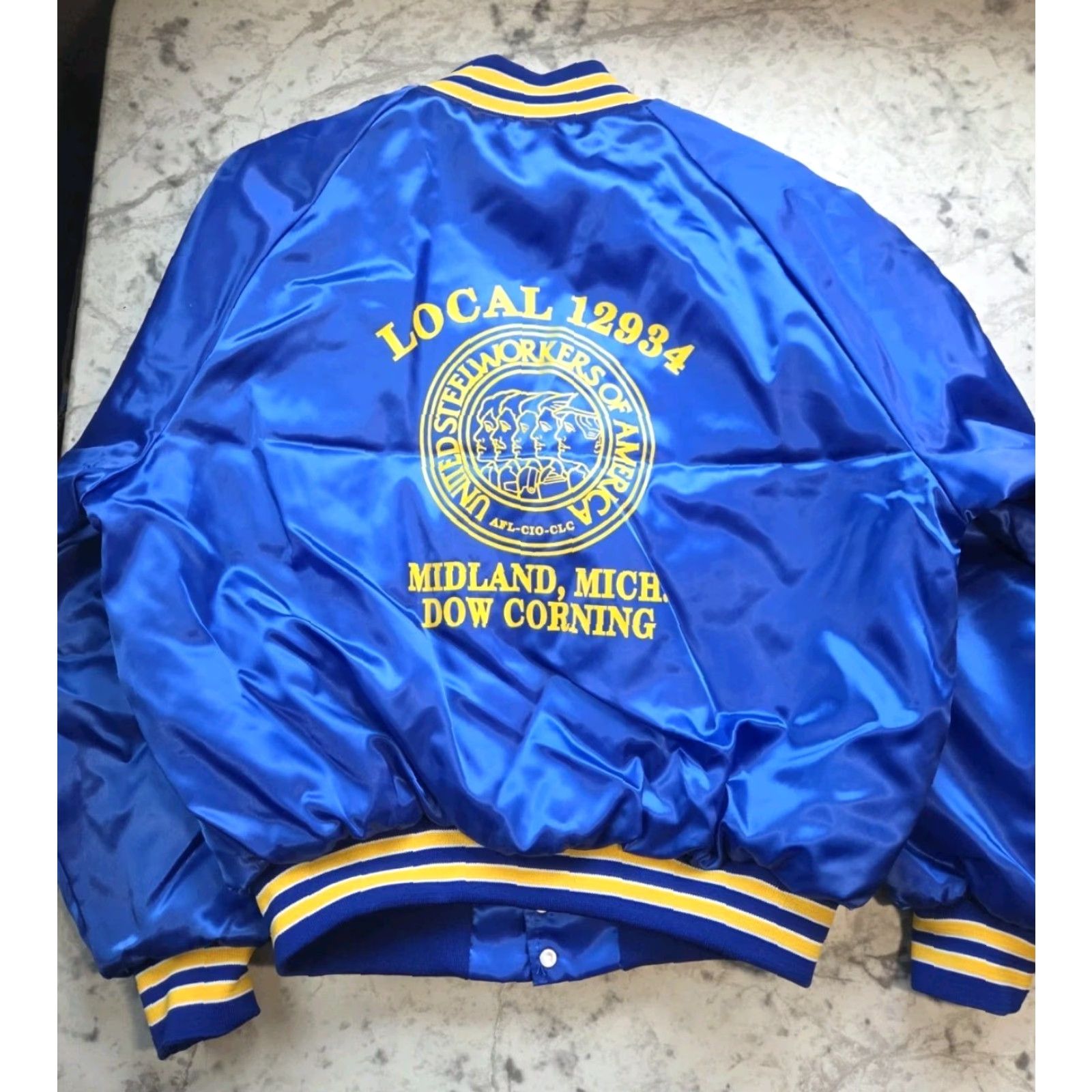 Vintage VINTAGE King Louie Jacket United Steelworkers of America Satin Black M Mens Varsity Nylon Satin Jacket Size US M / EU 48-50 / 2 - 6 Thumbnail
