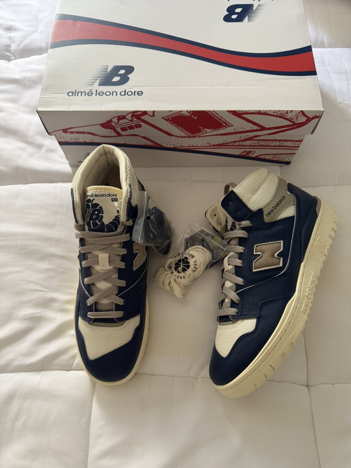 NEW BALANCE AIMÉ LEON DORE X 650R \'NAVY GREY\' Men’s Size 11 Basketball Retro Aimé Leon Dore x New Balance 650R Release Date | SBD main image 4