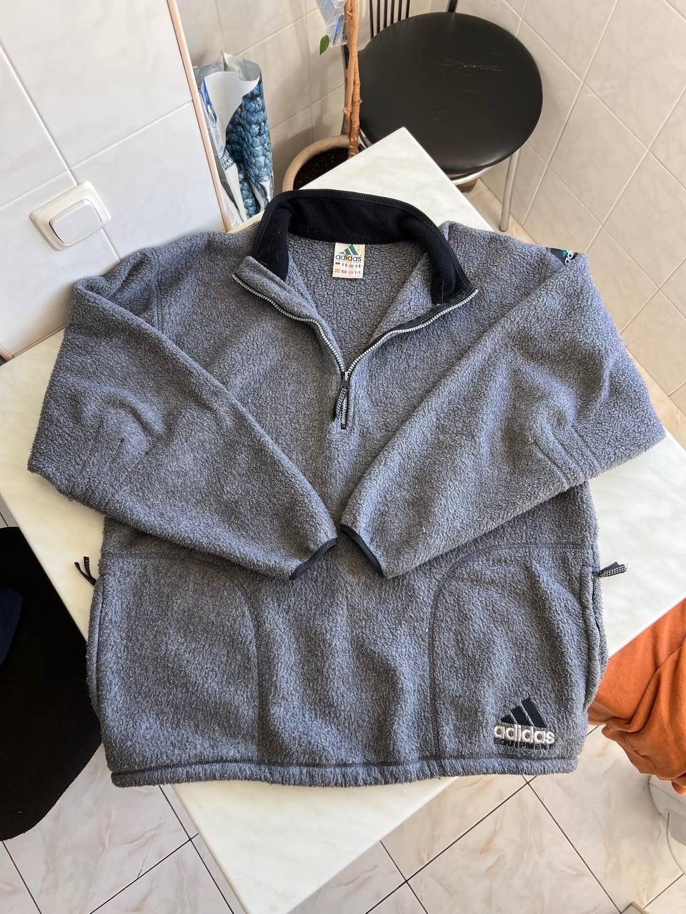 Adidas Vintage Adidas Equipment Fleece Light Jacket XL Gray 90s Zip Size US XL / EU 56 / 4 - 1 Thumbnail