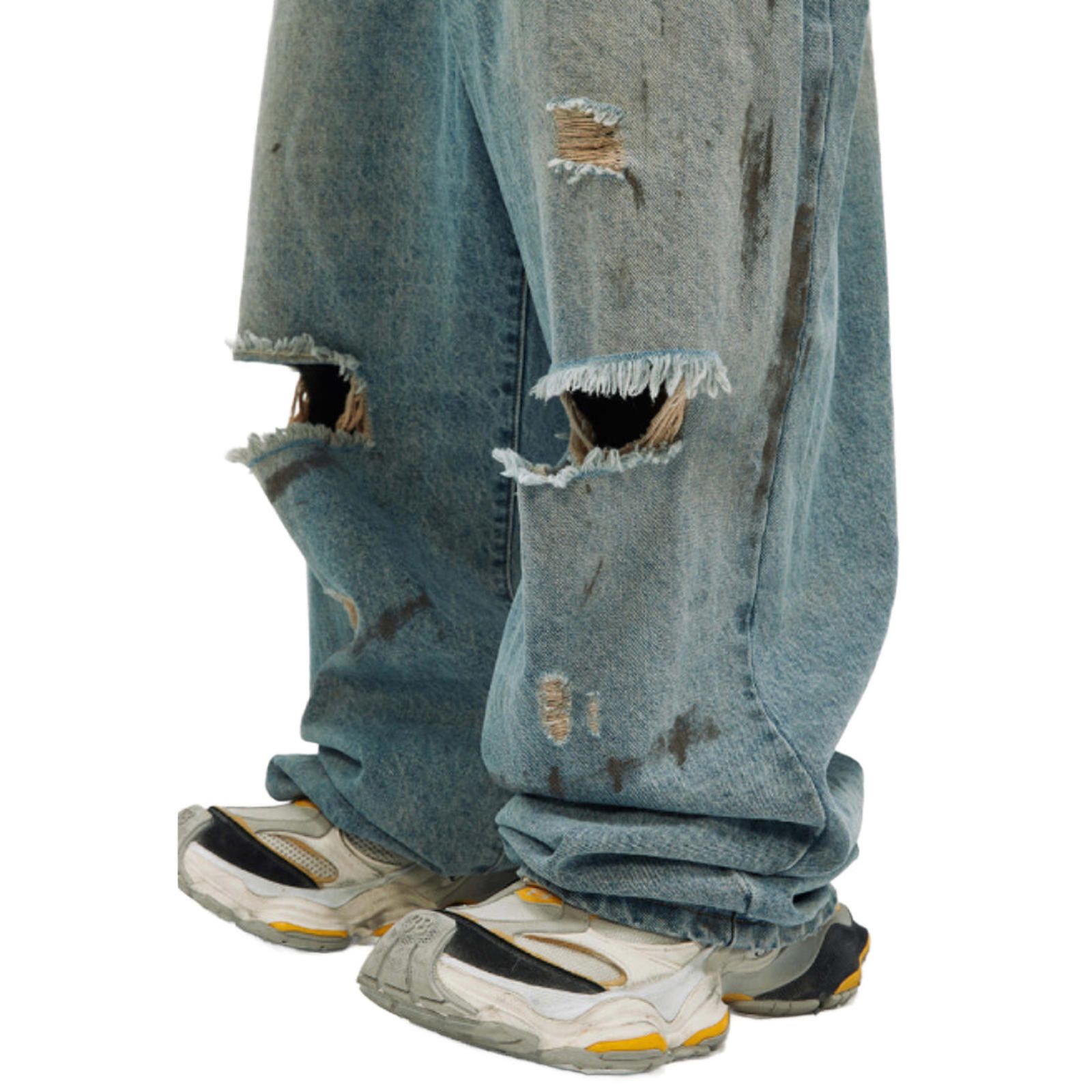 Japanese Brand Reversed Distressed Baggy Wide Leg Denim Jeans Size US 30 / EU 46 - 11 Thumbnail