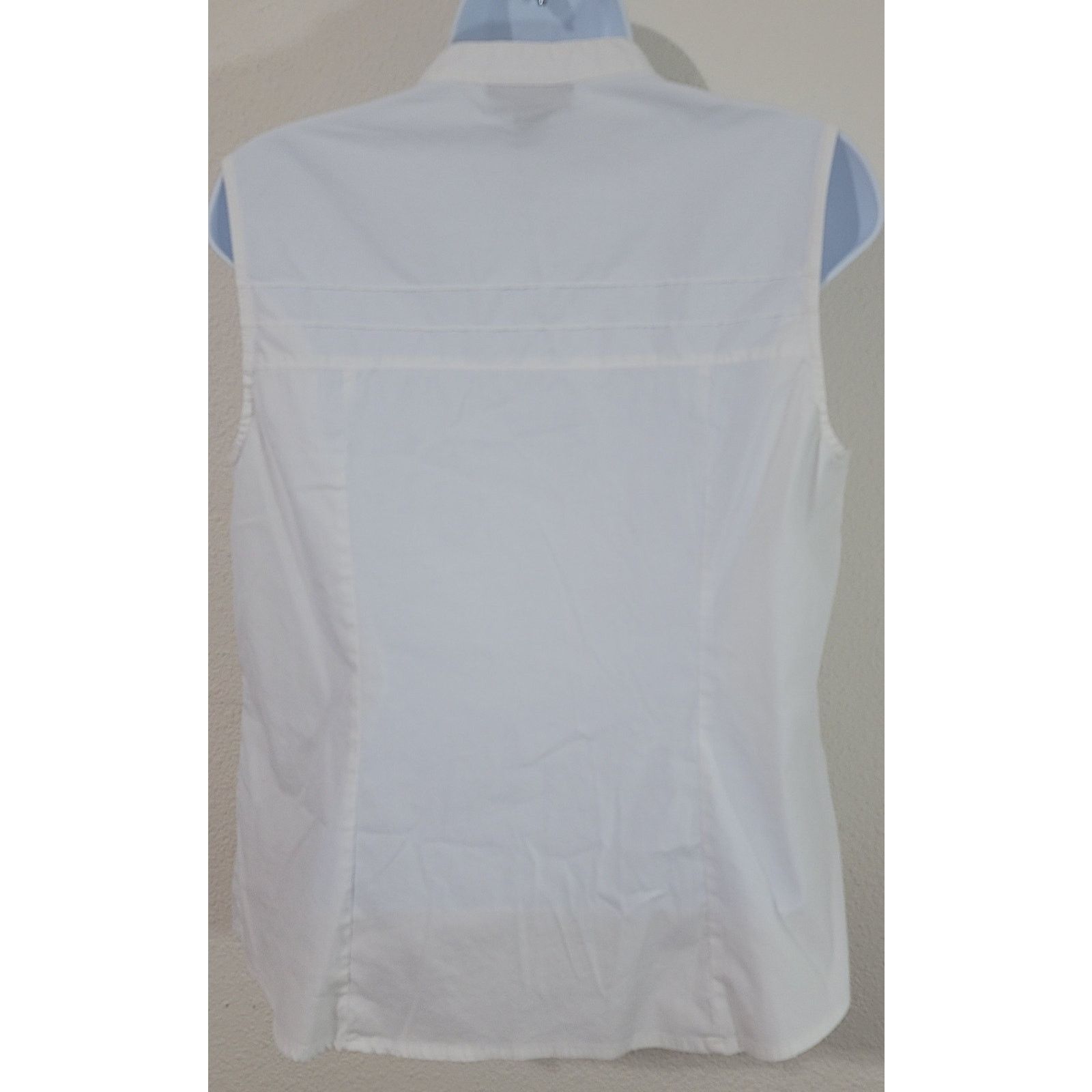 Alfani Alfani White V Neck Hidden Button Front Pleated Shirt 12 Size XL / US 12-14 / IT 48-50 - 3 Thumbnail
