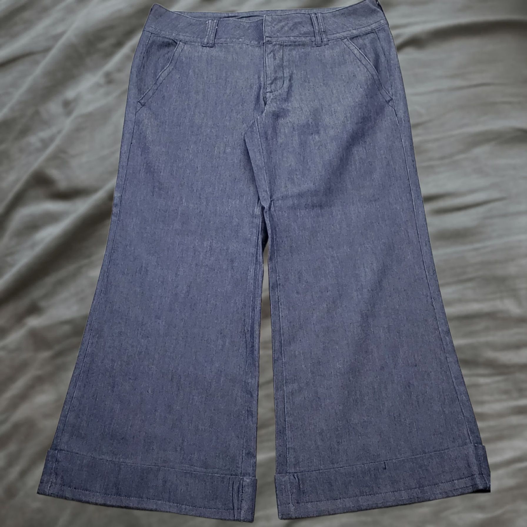 Vintage Elle Denim Pants Womens 12 Blue Stretch Comfort Boho Cuffed Wide Leg Medium Wash Pants Womens 12 Blue Stretch Comfort Boho Wide-Leg Denim Size 34" / US 12 / IT 48 - 1 Thumbnail