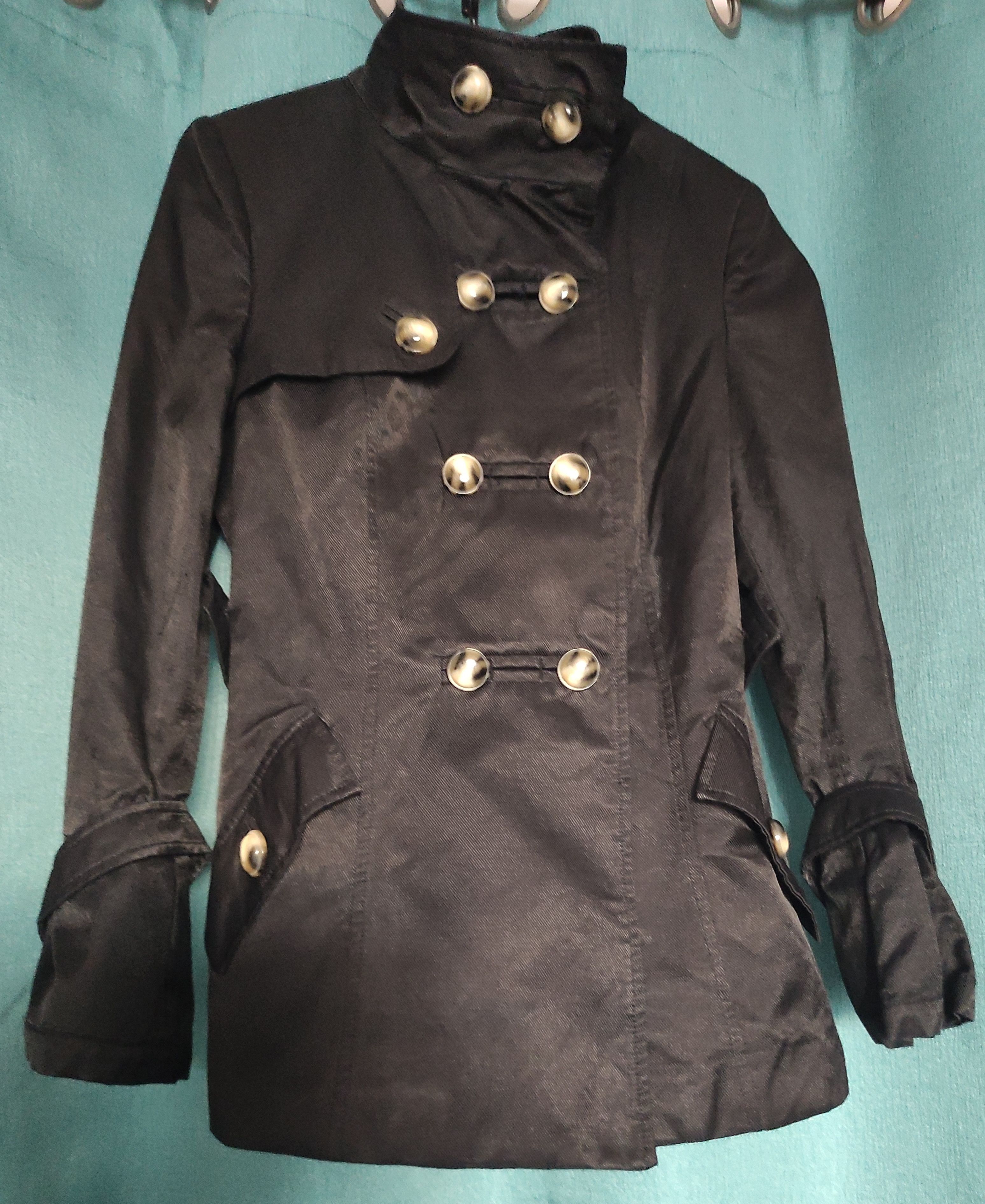Designer × Vintage Vintage Gothic Formula Joven Black Cotton Trenchcoat Peacot Size M / US 6-8 / IT 42-44 - 1 Thumbnail