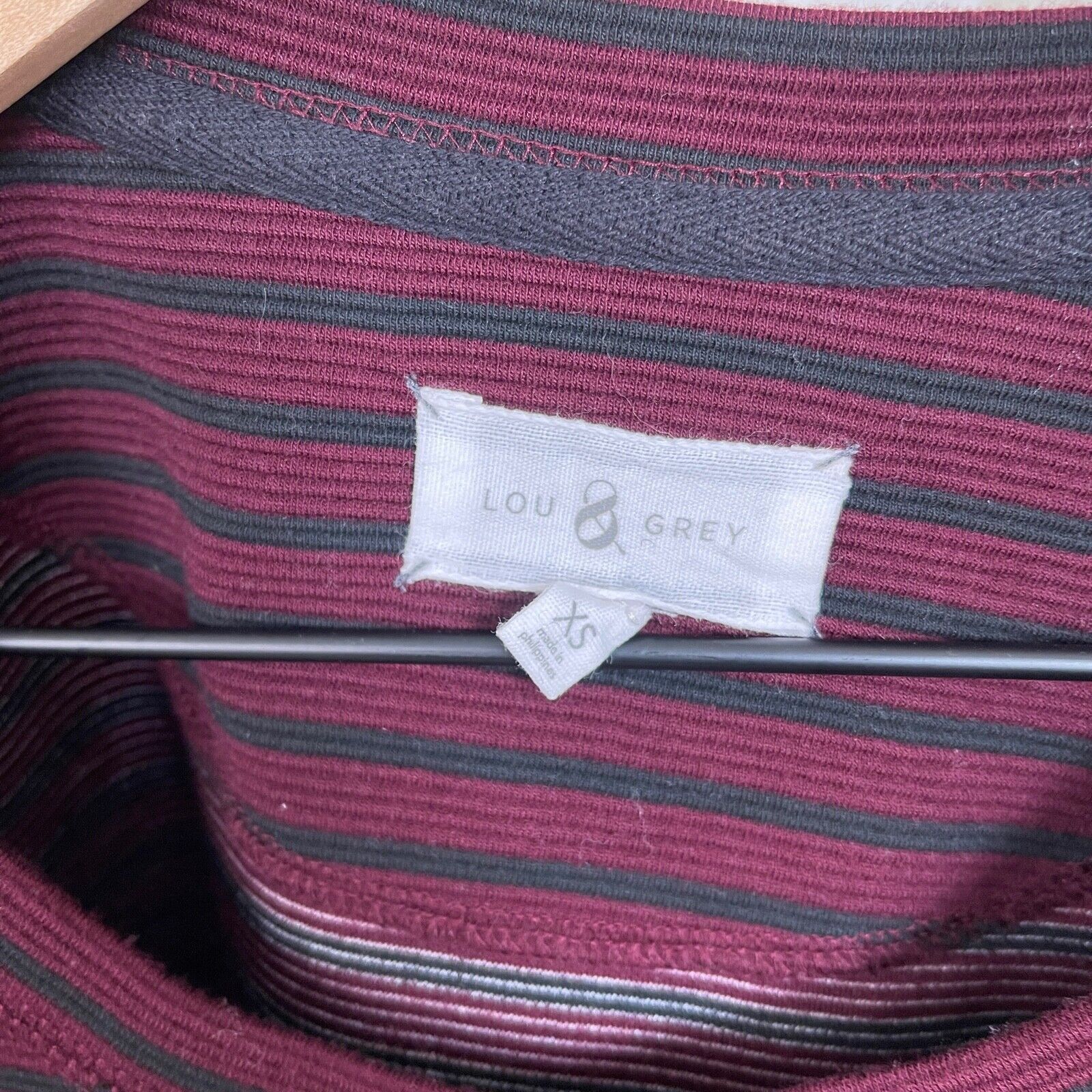 Lou & Grey Lou & Grey Ottoman Striped Popover Top Black Red Womens XS Size XS / US 0-2 / IT 36-38 - 5 Thumbnail