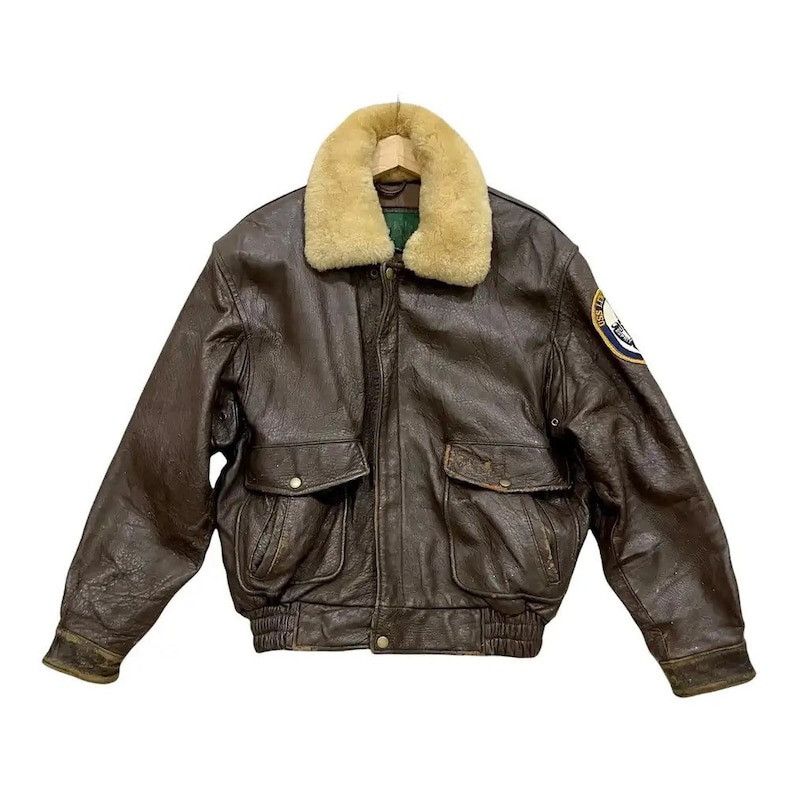 Genuine Leather Rare Vintage 80s Polo Club Genuine Leather Bomber Jacket Size US M / EU 48-50 / 2 - 1 Thumbnail