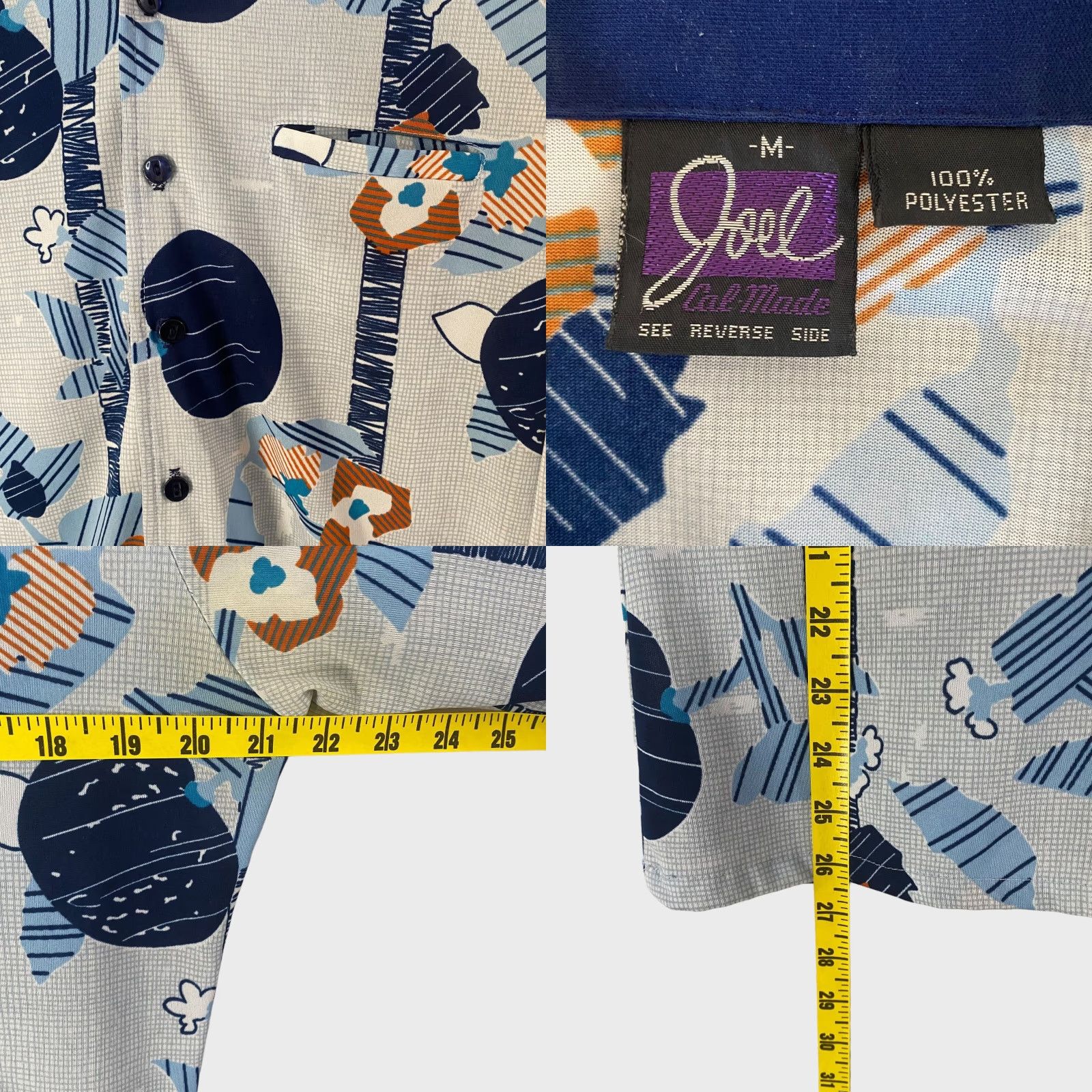 Vintage VINTAGE Joel California Abstract Retro Disco Button-Up Shirt Blue Mens M Size US M / EU 48-50 / 2 - 8 Thumbnail