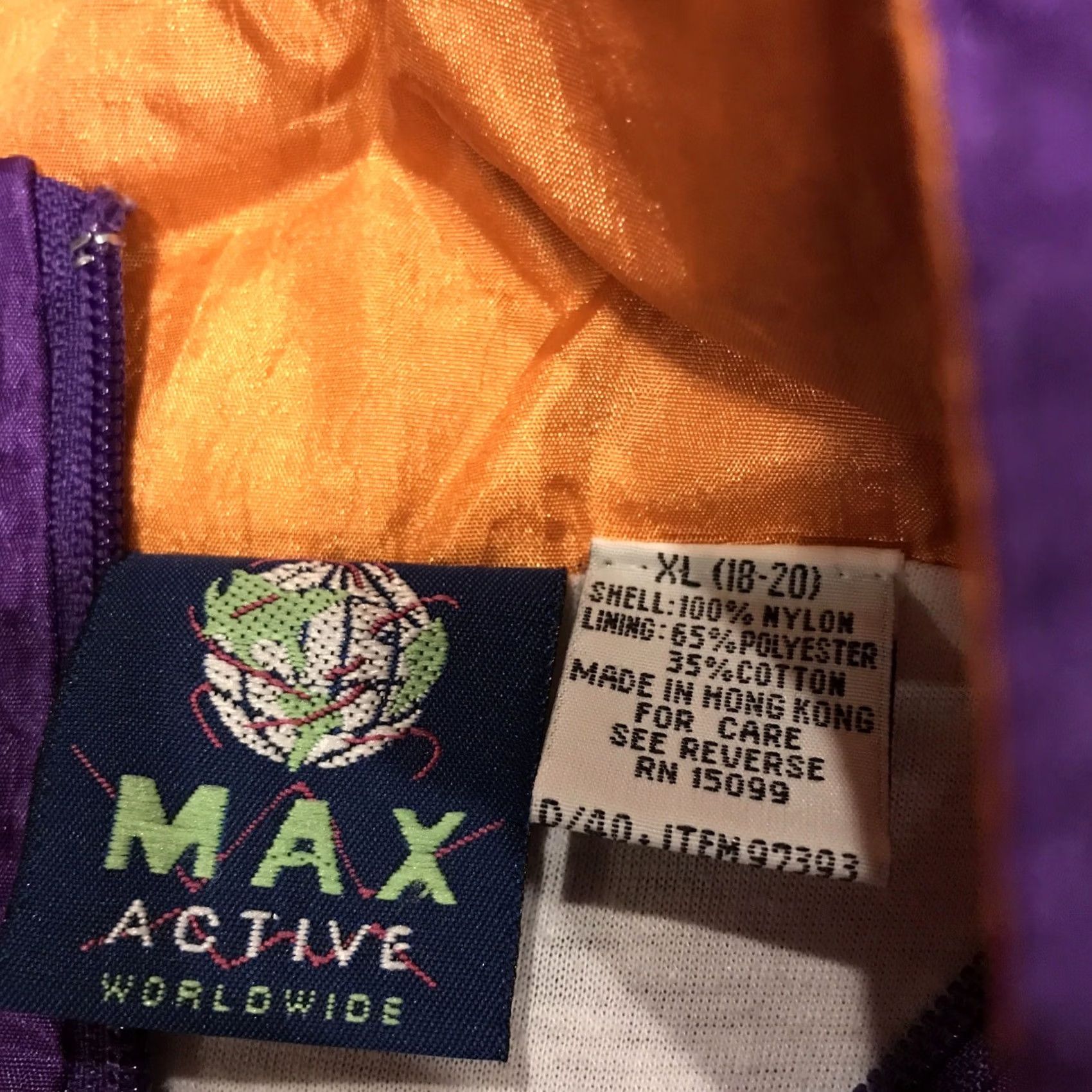 Vintage VINTAGE Active Windbreaker Jacket Womens XL Purple Orange Cross Training Pockets Regular Style Weather Lightweight Zip Size XL / US 12-14 / IT 48-50 - 2 Thumbnail