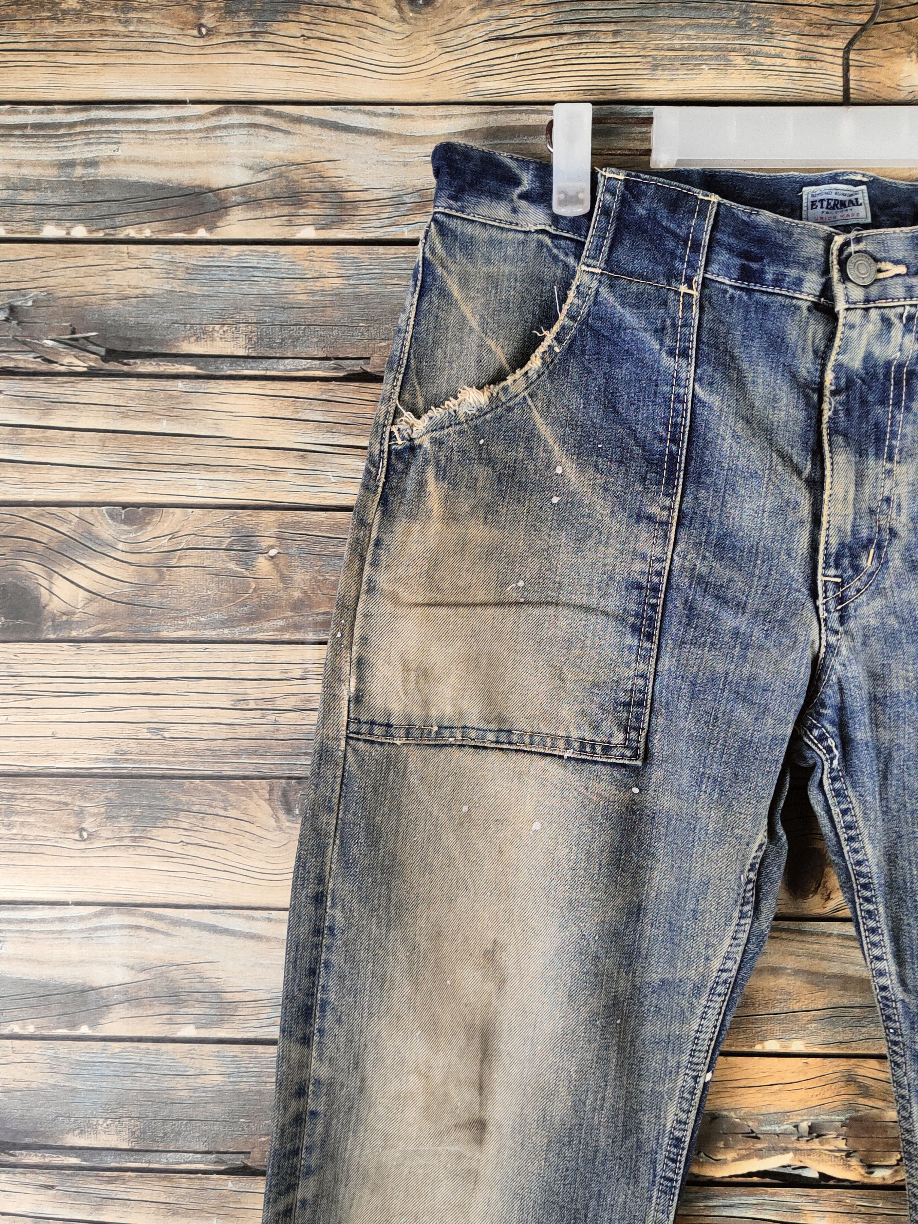 Eternal DL Eternal Blue Distressed Ripped Jeans #46-964 Size US 34 / EU 50 - 3 Thumbnail