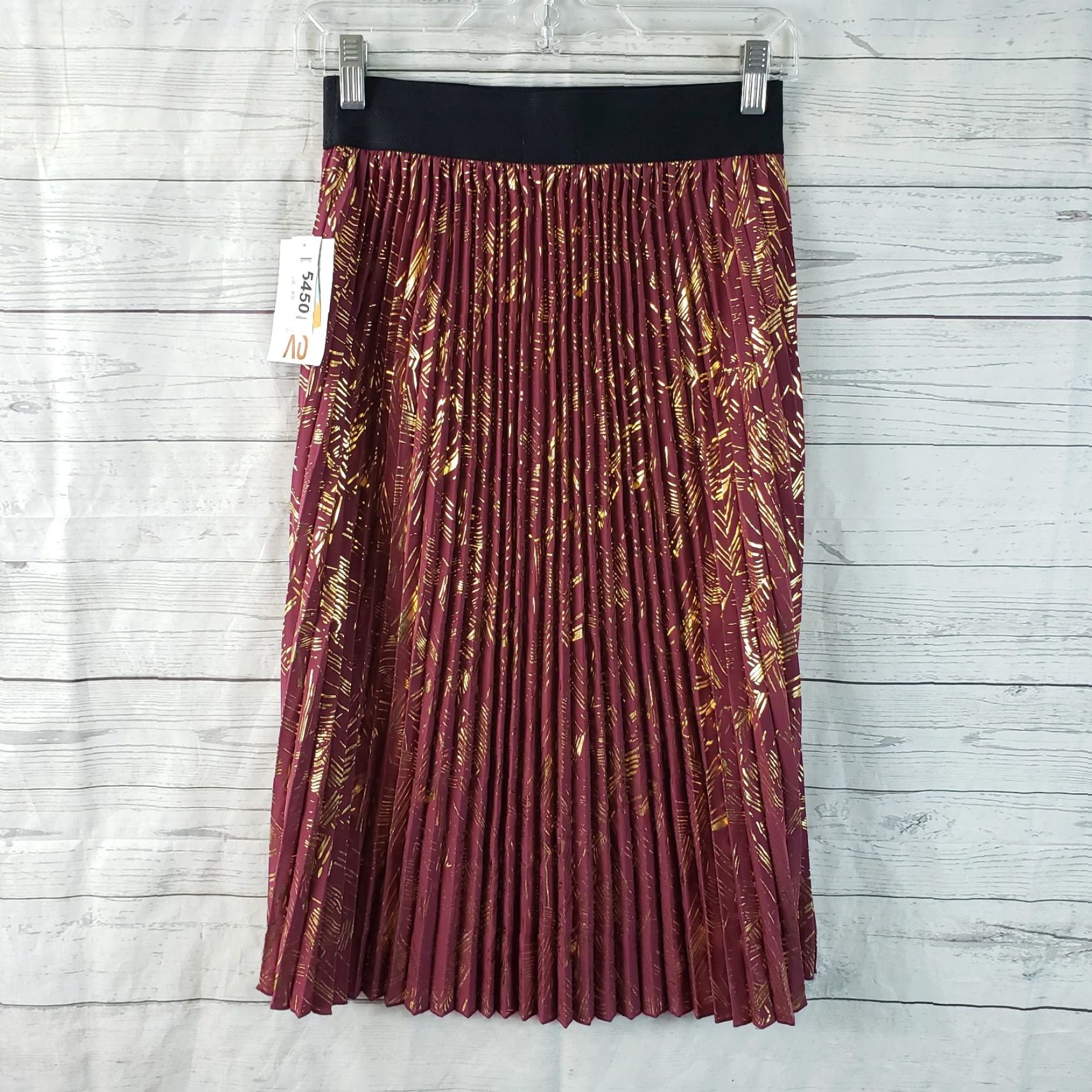 Vintage VINTAGE LuLaRoe Jill Skirt XS Purple Gold Pleated Pull On Womens Midi Skirt Waist 12.5" Length 27.5" (New with tags) Size 26" / US 2 / IT 38 - 2 Thumbnail