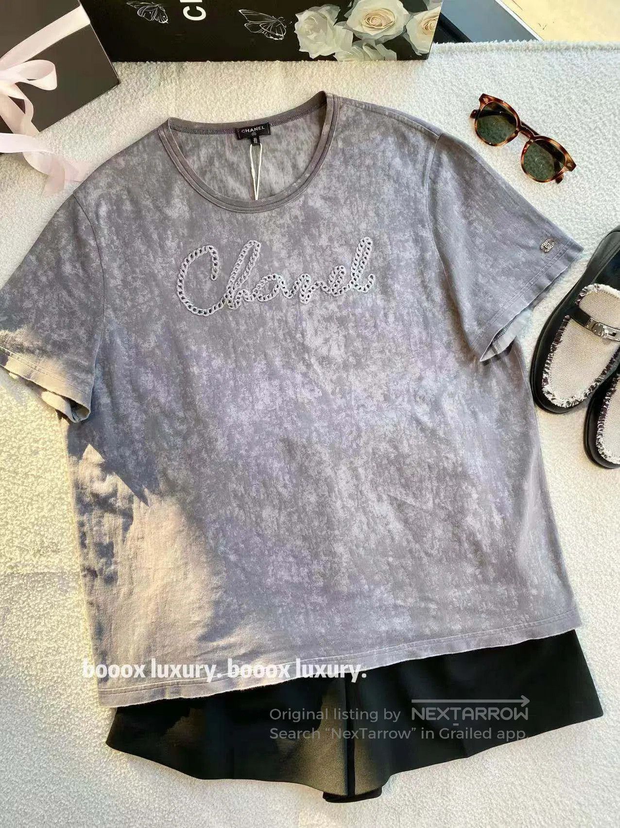 Chanel Chanel Size 50/52 Smudge letter embroidery logo short sleev Size L / US 10 / IT 46 - 1 Thumbnail