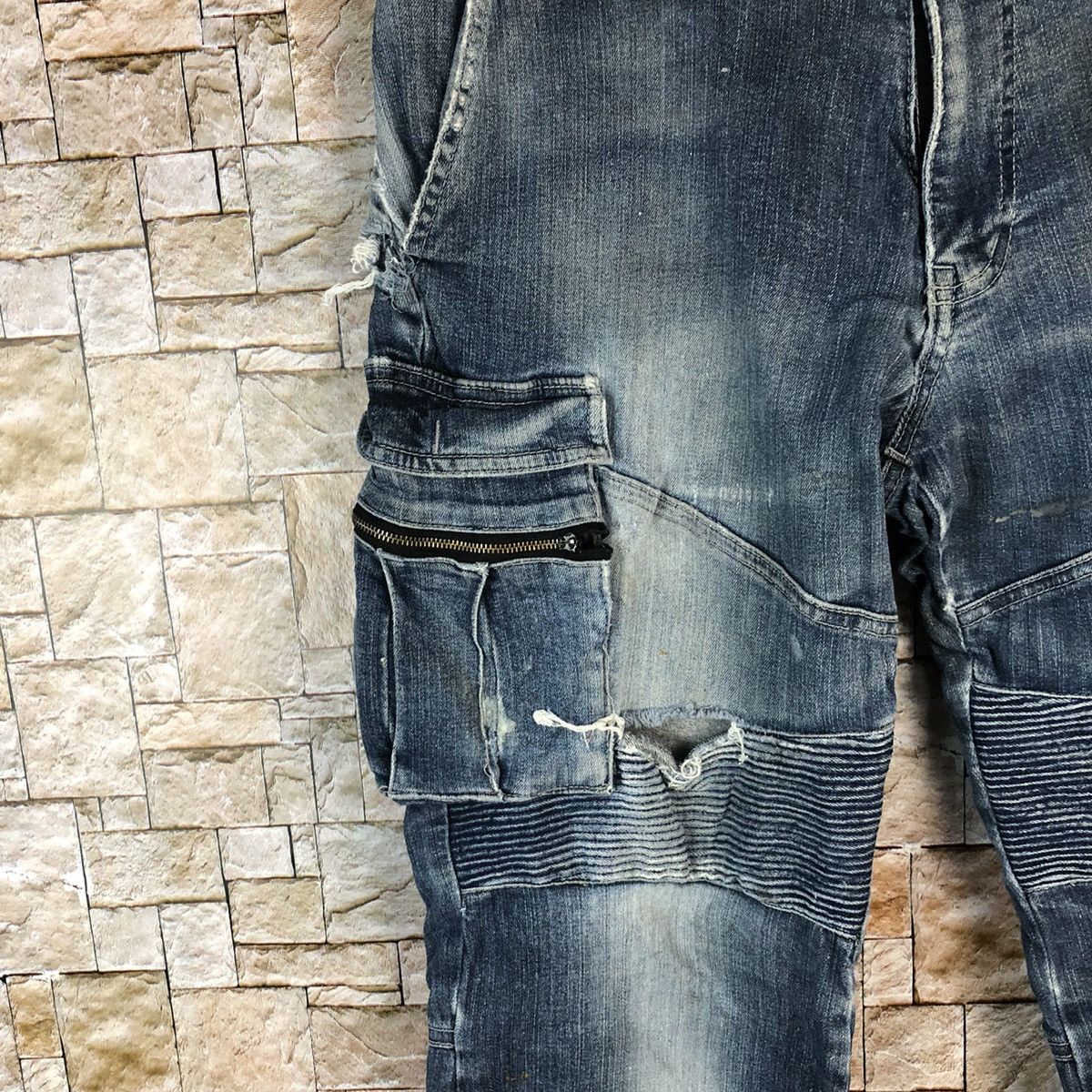 Japanese Brand Tora ripped Denim utility tactical distressed Pants #A959 Size US 33 - 10 Thumbnail