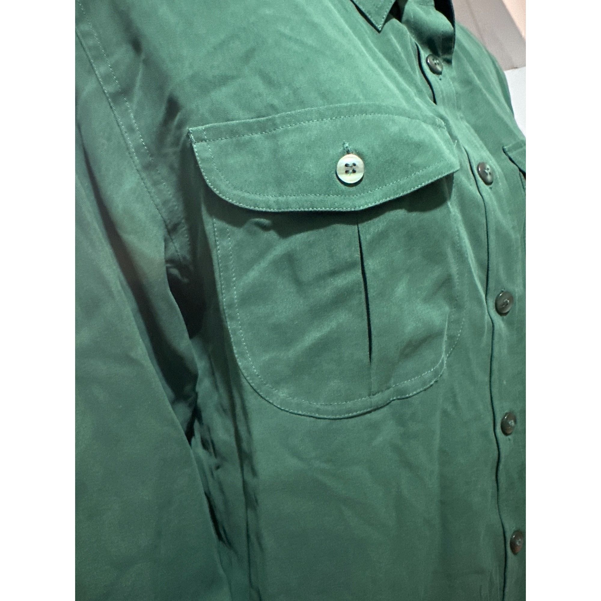 Other Anna And Frank Size S Vintage Green Silk Shirt Pocket Front Size S / US 4 / IT 40 - 8 Thumbnail