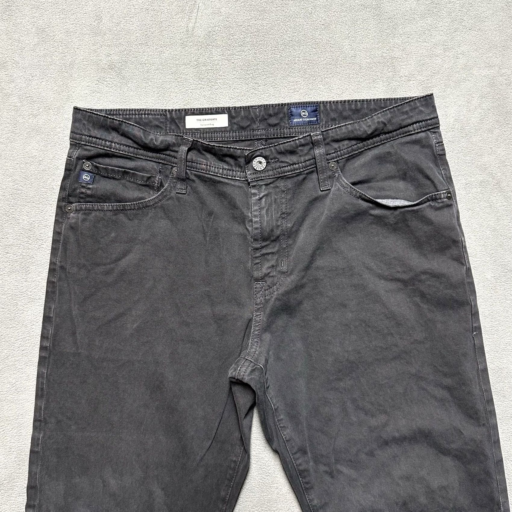 Vintage AG Adriano Goldschmied The Graduate Tailored Leg Pants Mens 34x29.5 Gray Straight 5-Pocket Chino Block Size US 33 - 3 Thumbnail
