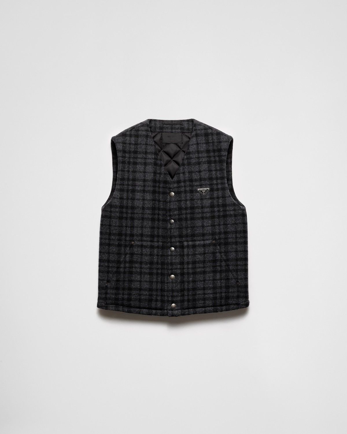 o1mt1gz0925 Plaid Wool Vest in Multicolor