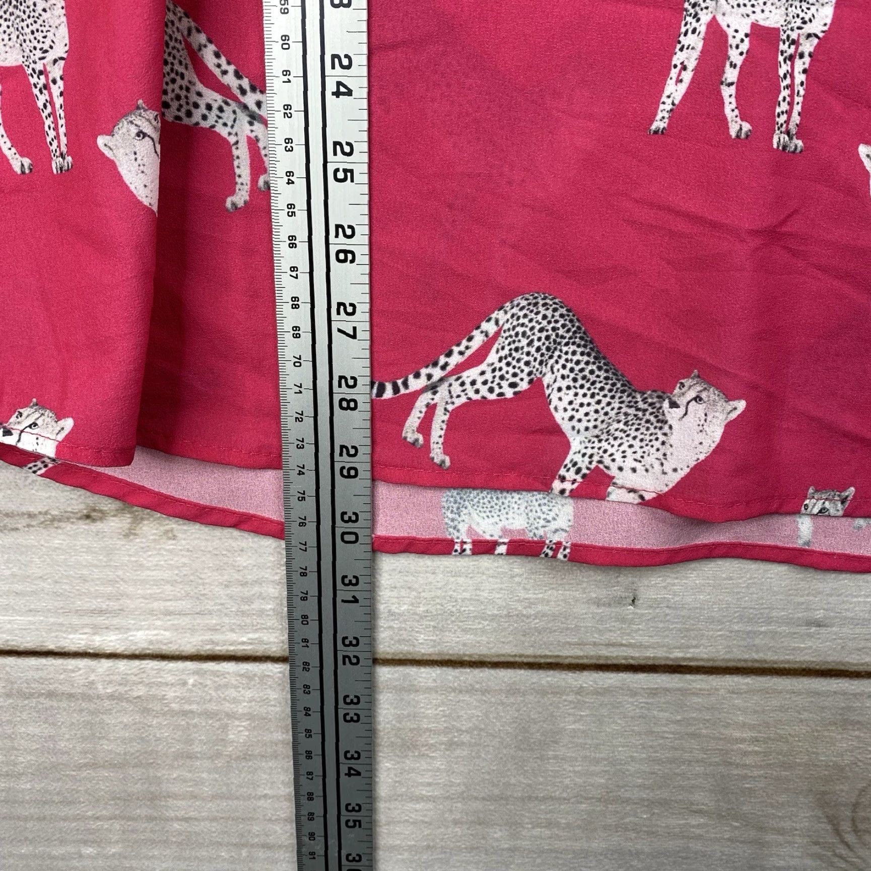 Pinko 7th Ray Womens Shirt 1XL Pink Leopard Print V-Neck Lightweight Flowy Short Sleeve USA Shirt Size XL / US 12-14 / IT 48-50 - 6 Thumbnail