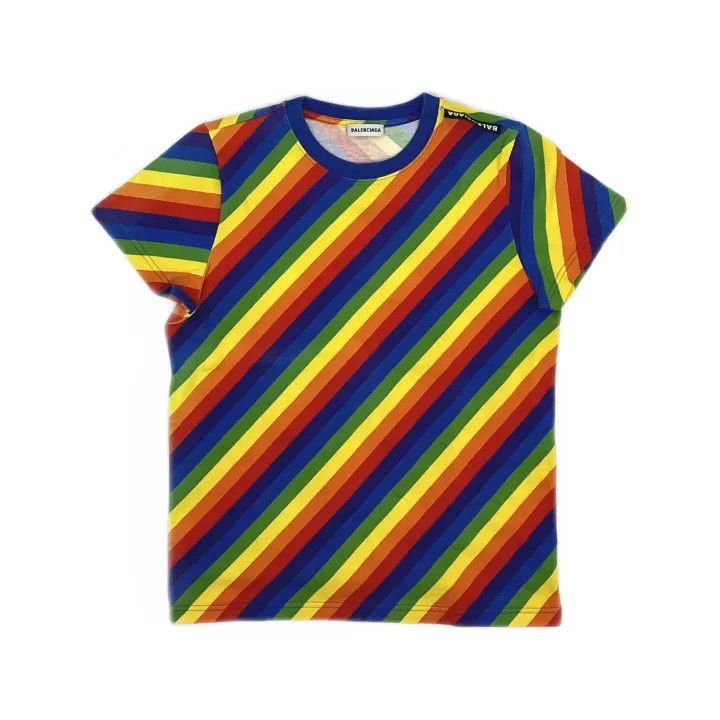 Other Balenciaga Balenciaga Rainbow Striped Short Sleeve TShirt Size US S / EU 44-46 / 1 - 2 Thumbnail
