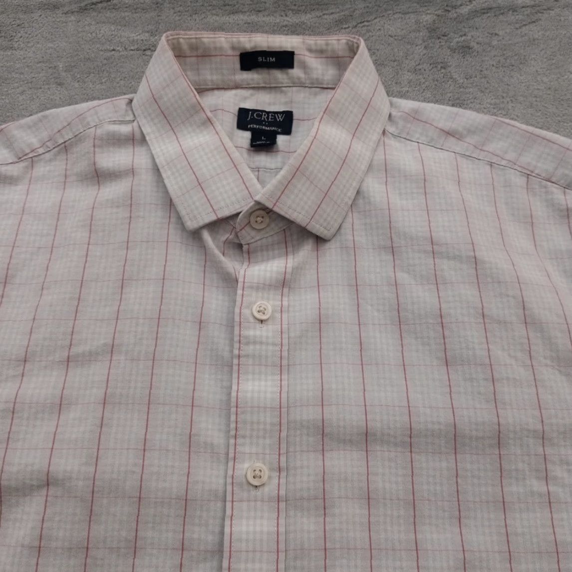 J.Crew J.CREW Shirt Mens Large Slim Gray Pink Plaid Long Sleeve Button Up Size US L / EU 52-54 / 3 - 2 Thumbnail