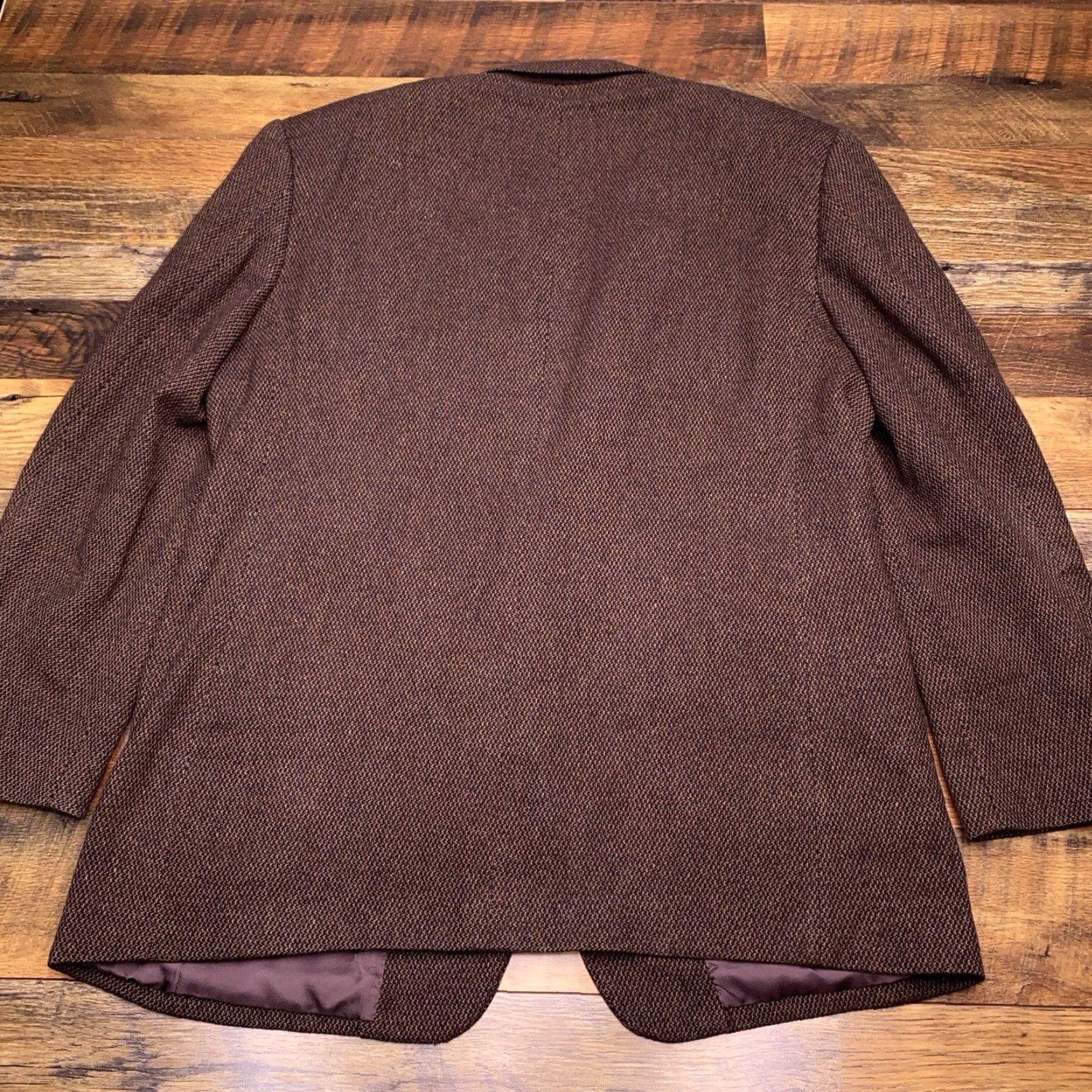 Vintage Steve Petix Blazer Sport Coat 44 Long Brown Wool Tweed Notch Lapel Men Dress Coat Size 44R - 2 Thumbnail