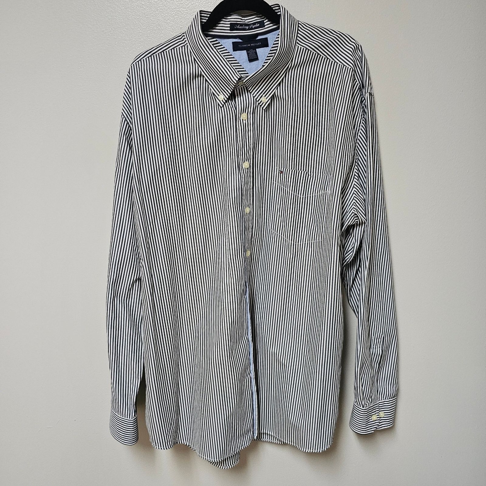 Tommy Hilfiger Tommy Hilfiger Academy Poplin Strip Navy/Whit Shirt XXL/TTG Size US XXL / EU 58 / 5 - 1 Thumbnail
