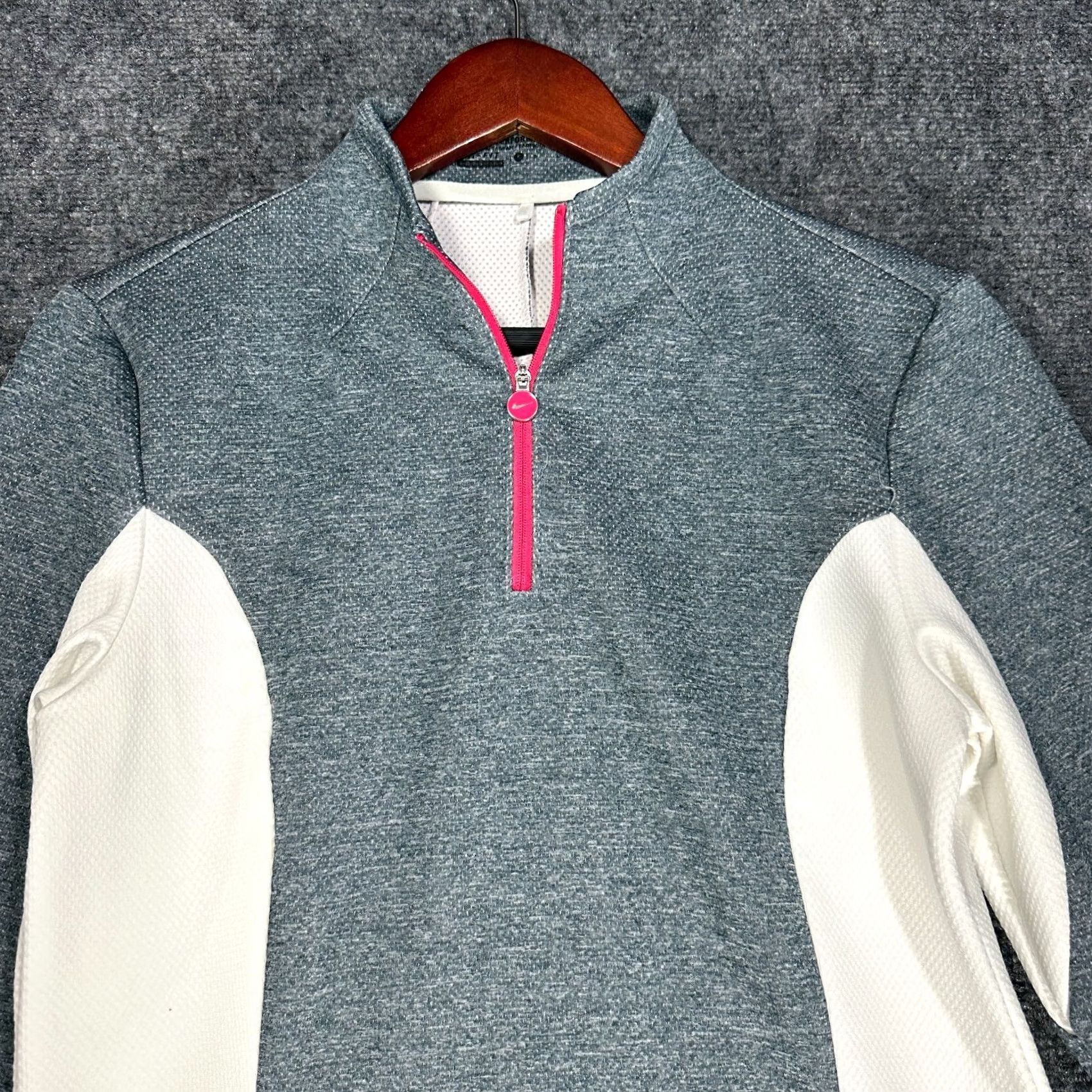 Nike Nike Golf Tour Performance 1/4 Zip Dri Fit Top Womens Small Gray White Pink Size S / US 4 / IT 40 - 4 Thumbnail