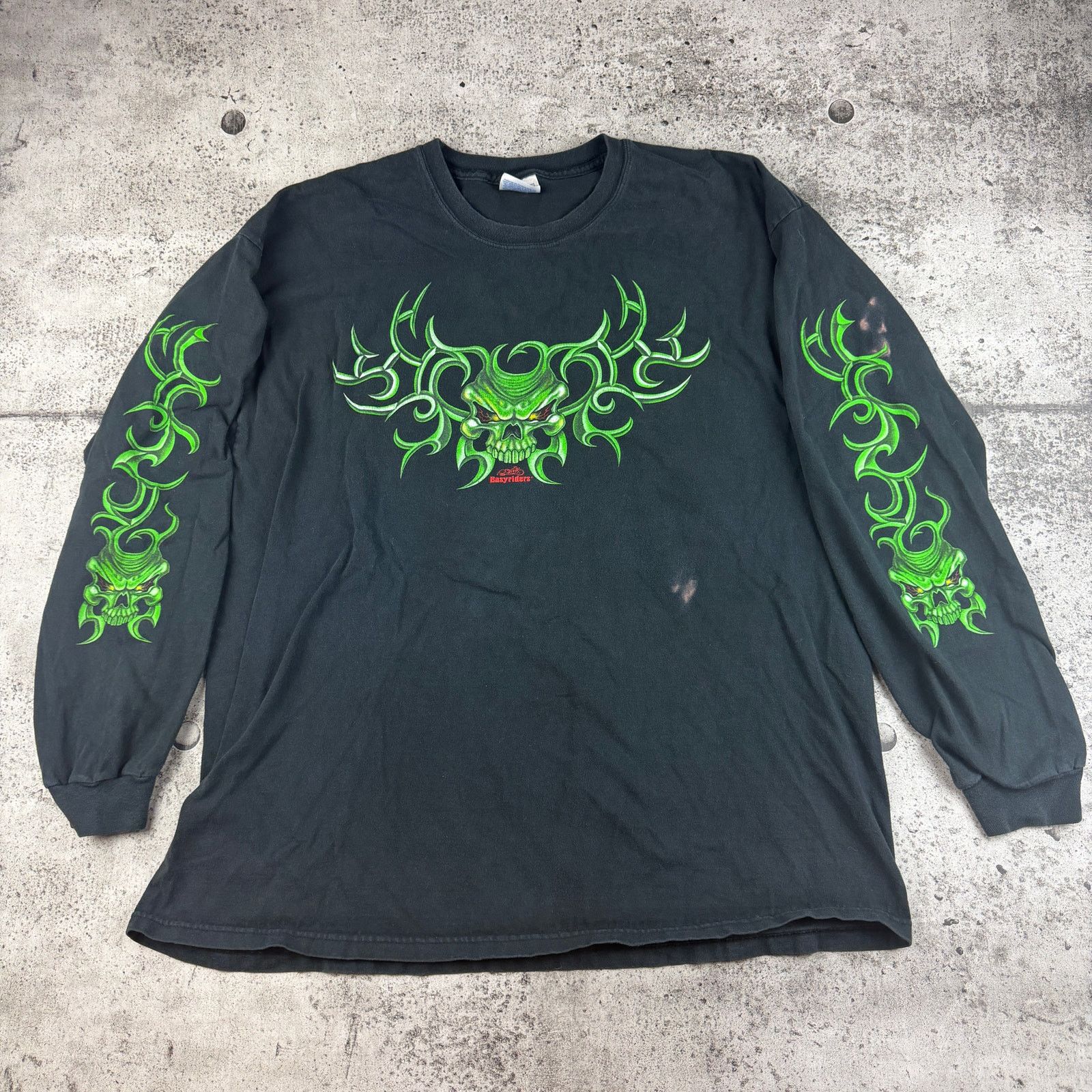 Vintage Vintage Easy Rider Tribal Skulls Long Sleeve Shirt Size XL Size US XL / EU 56 / 4 - 1 Thumbnail